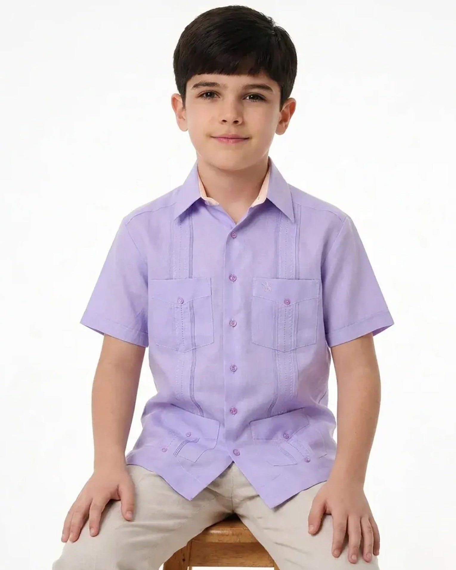 Manchester Junior Guayabera Manga Corta - Mezcla Lino - Manchester