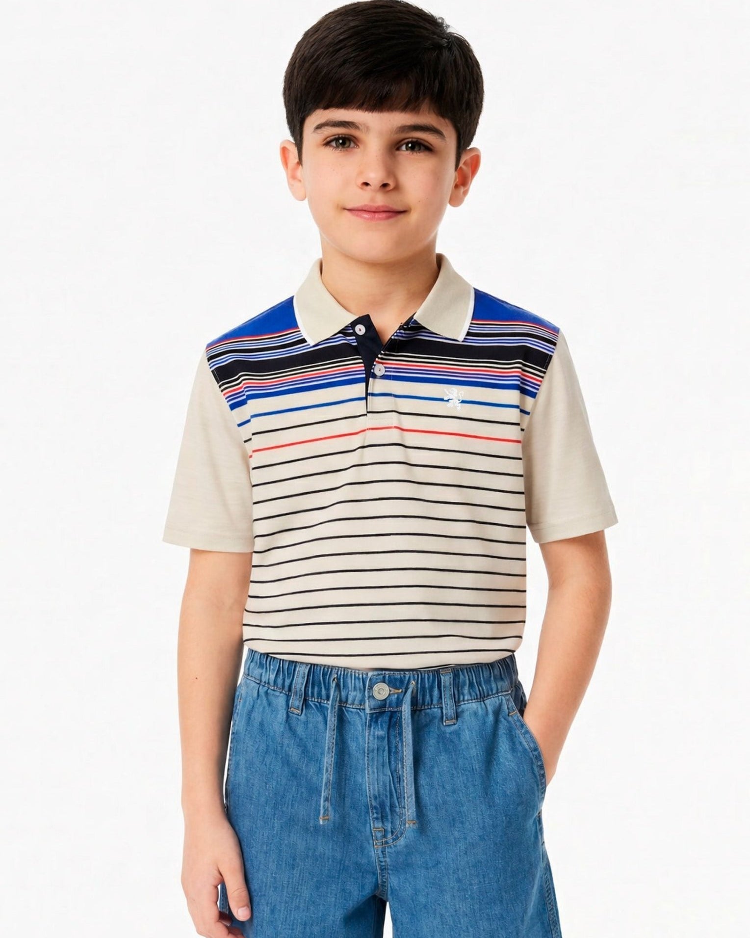 Manchester Junior Polo Patrón Lineal 100% Algodón - Manga Corta - Manchester