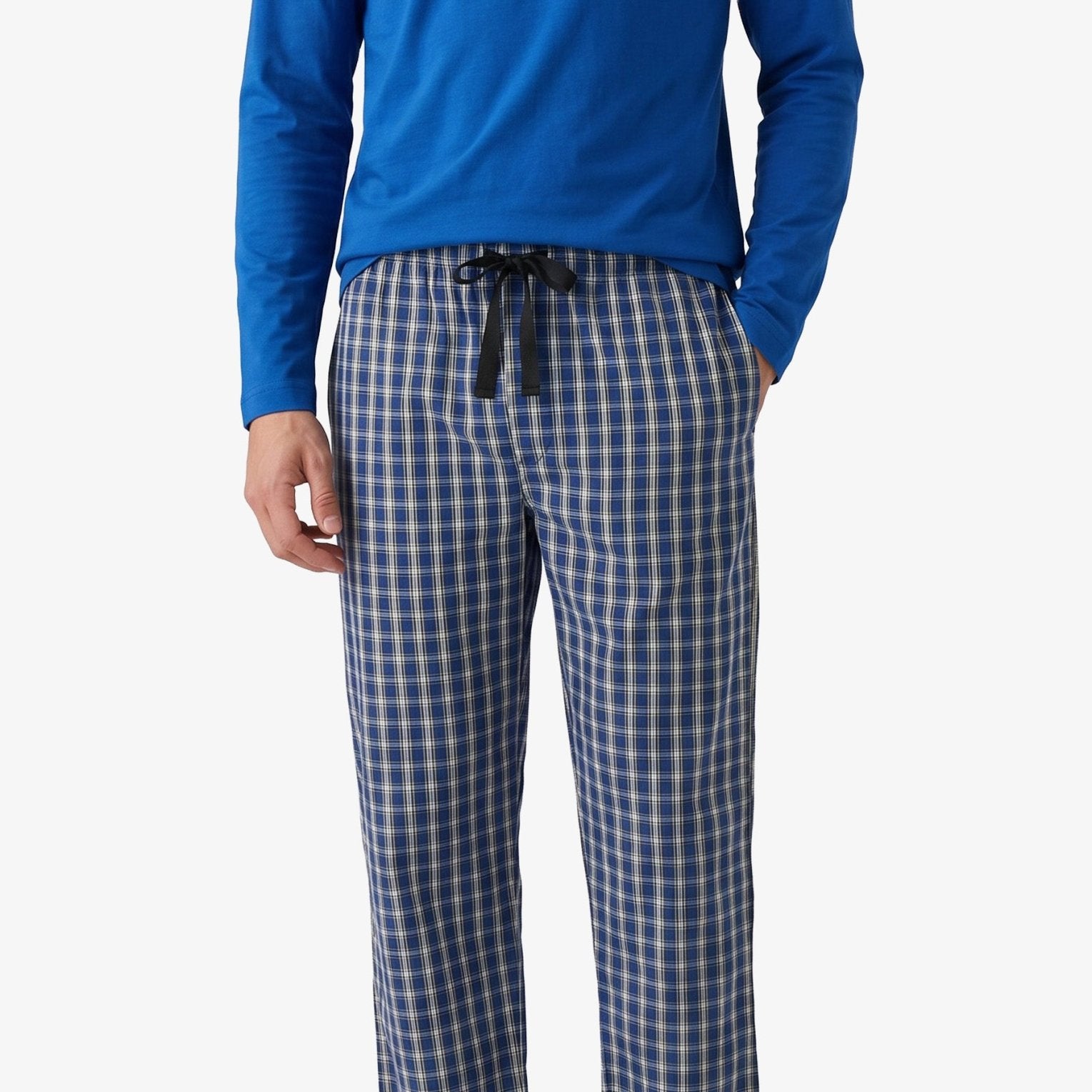 Manchester Pantalón de Pijama de Cuadros 100% Algodón color marino para hombre