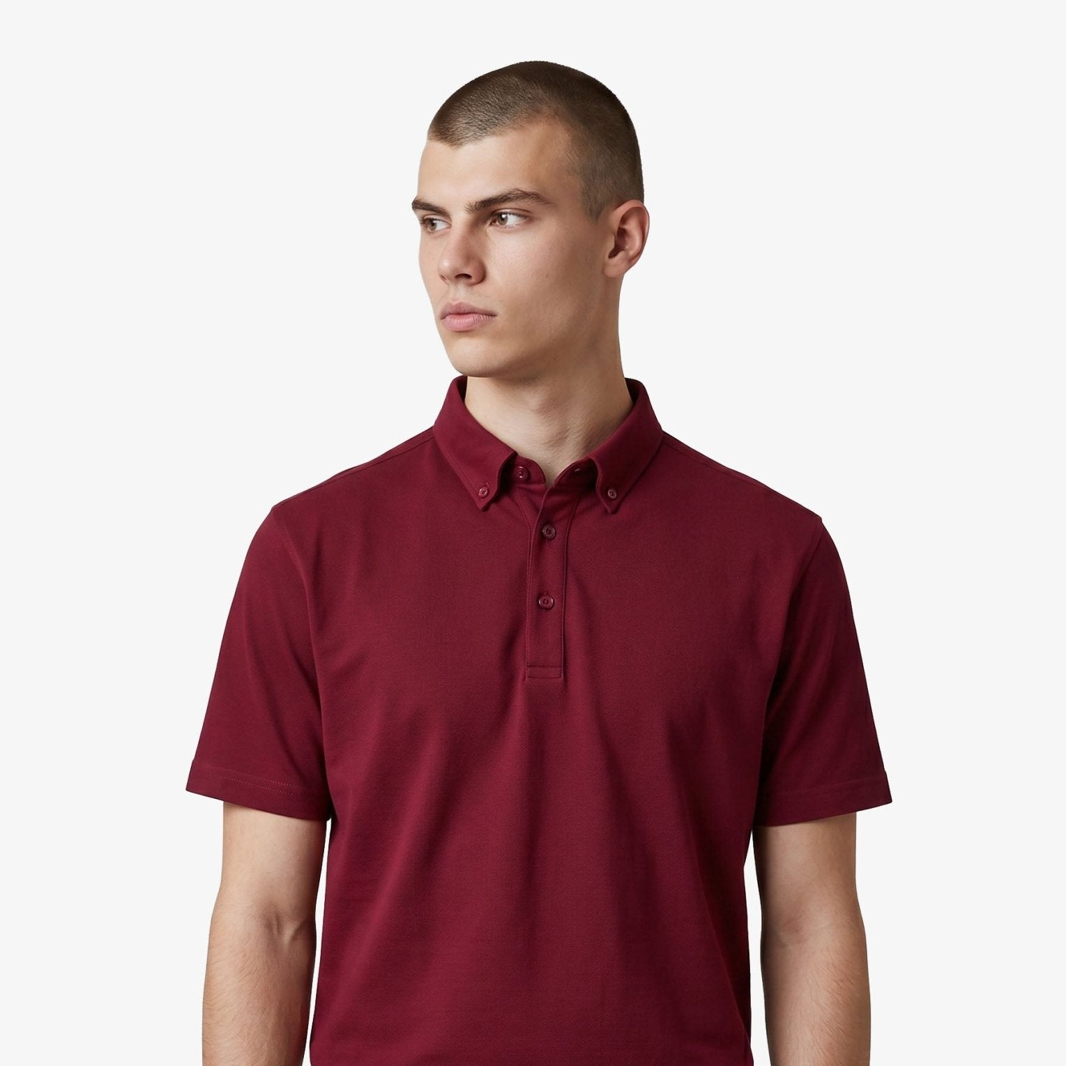 Manchester Performance Playera Polo Slim Fit color guindo para hombre