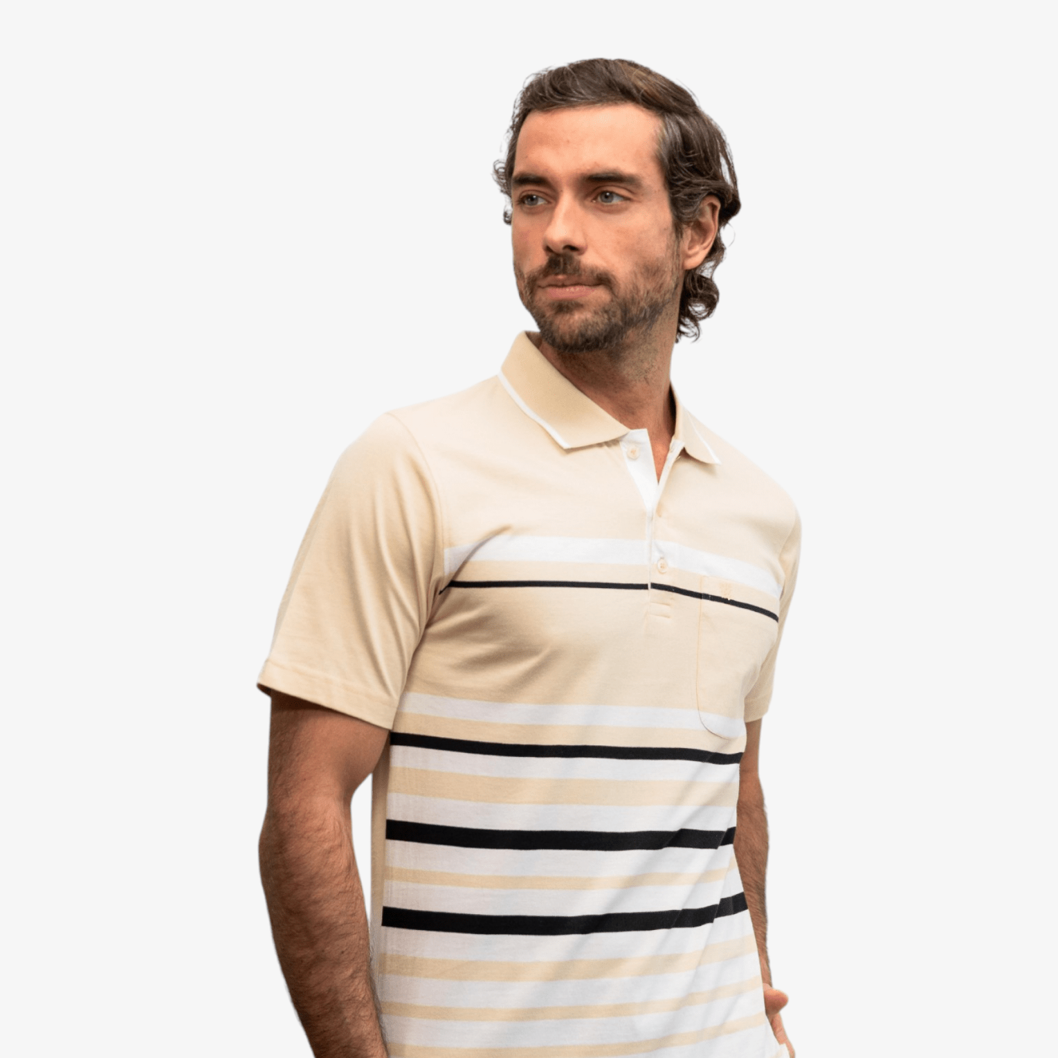 Manchester Playera Polo Casual a Rayas con Bolsillo Frontal - Manchester