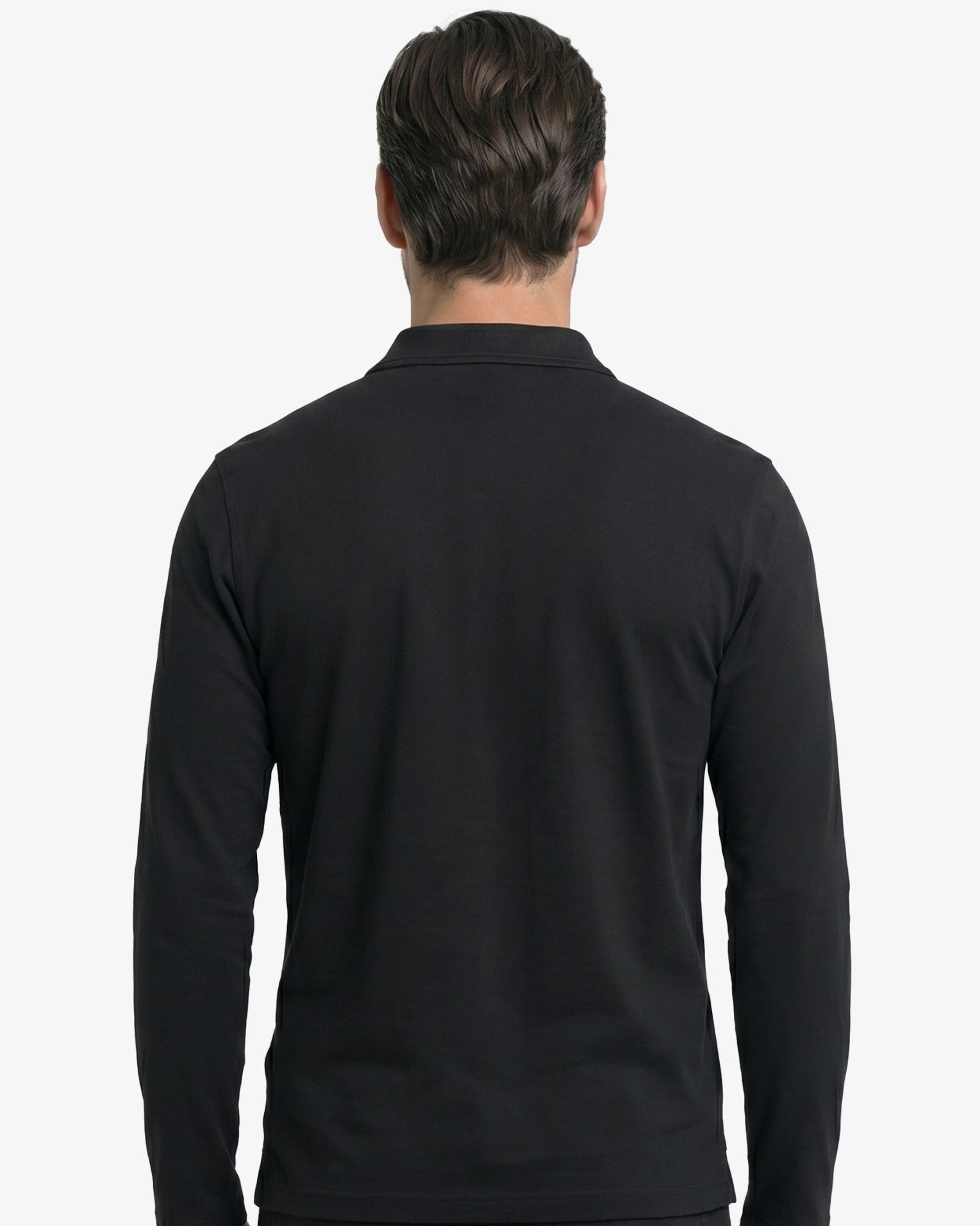 Manchester Playera Polo Lisa Poliéster y Algodón Manga Larga color negro para hombre