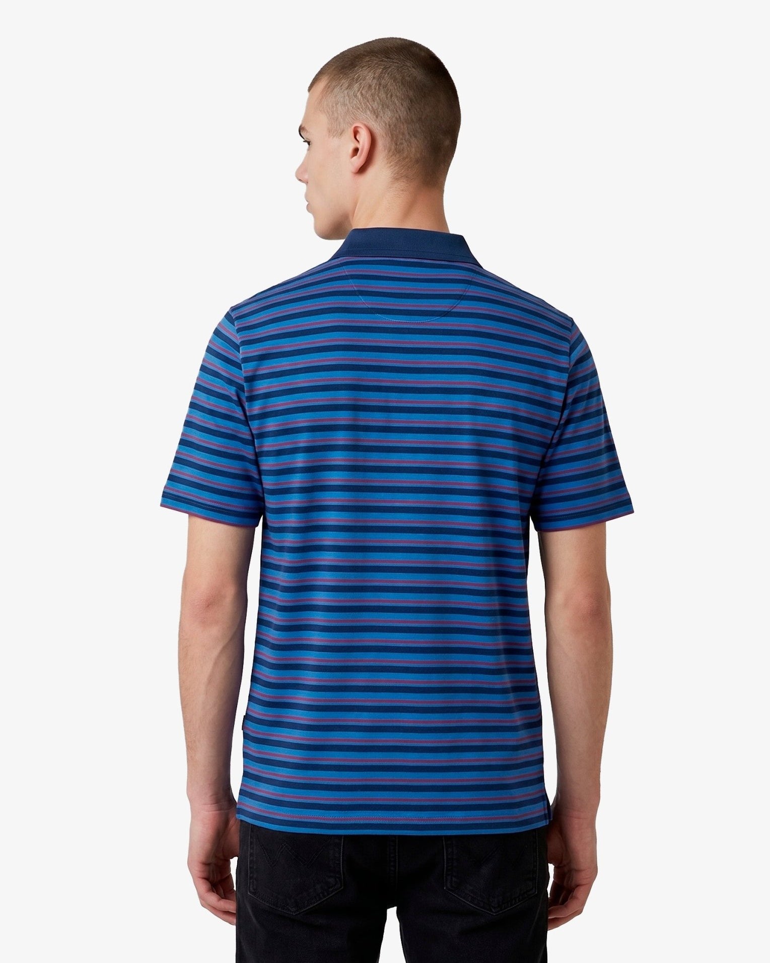 Manchester Polo - Algodón - Rayas Clásica - Manga corta color azul para hombre