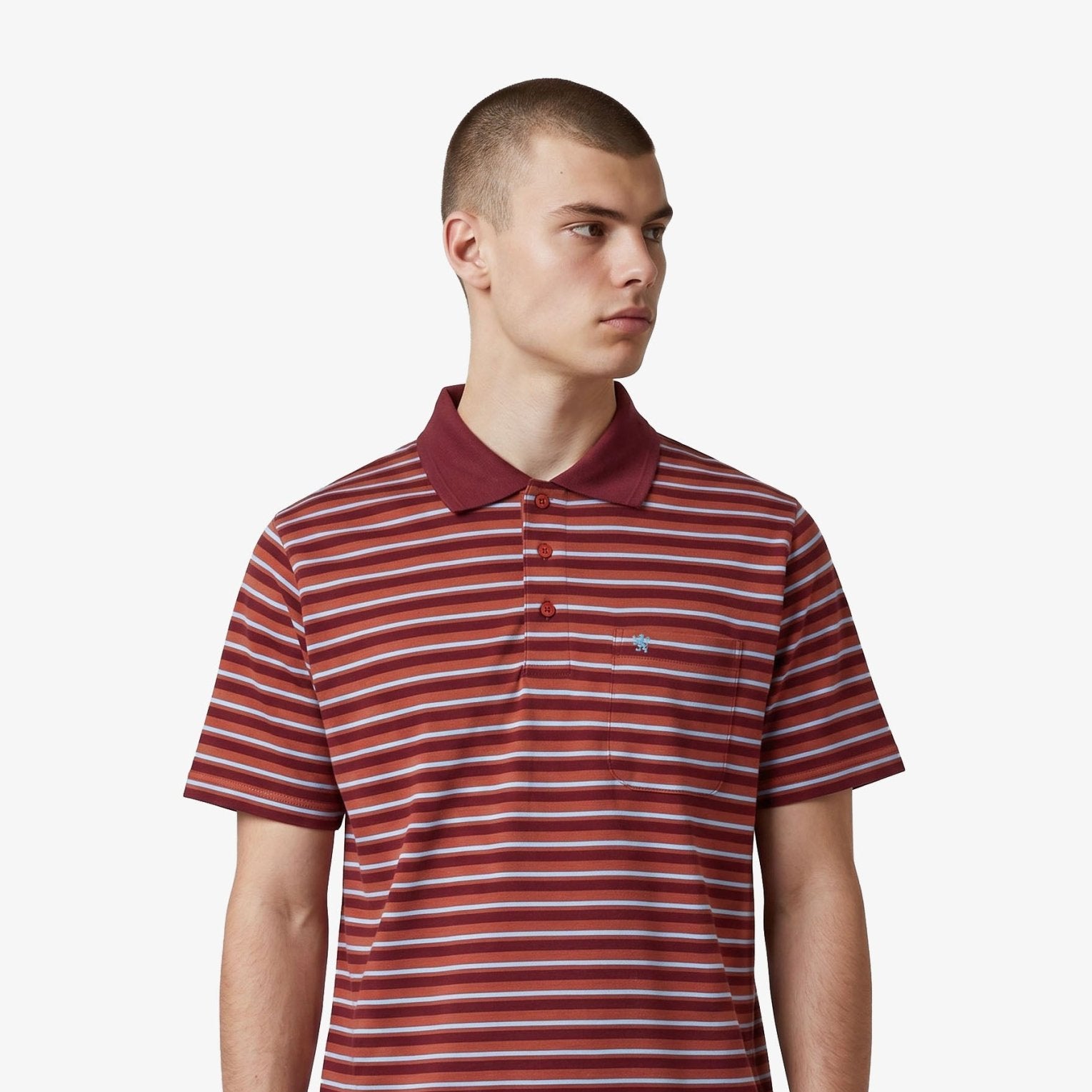 Manchester Polo - Algodón - Rayas Clásica - Manga corta color rojo para hombre