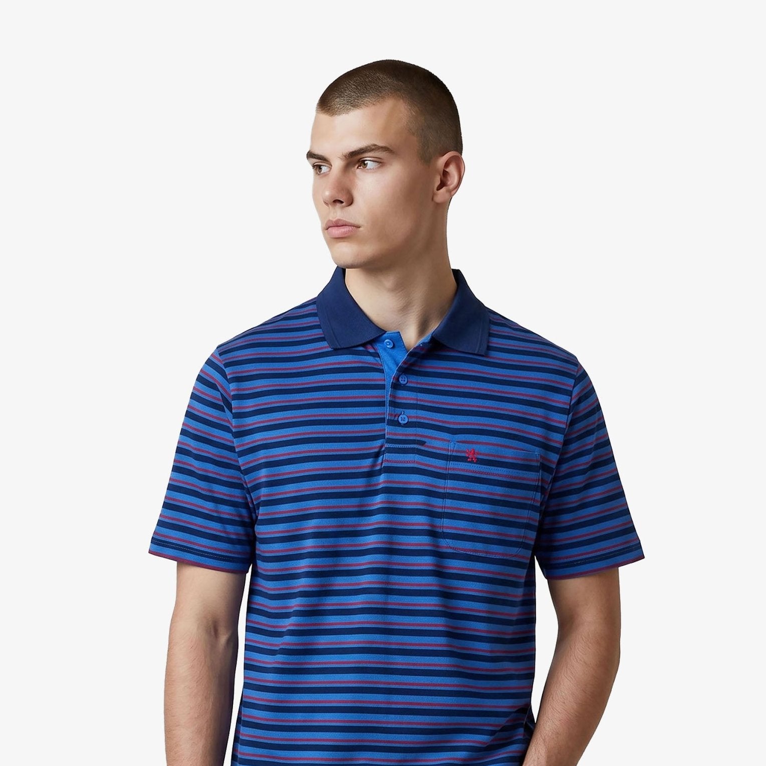 Manchester Polo - Algodón - Rayas Clásica - Manga corta color azul para hombre