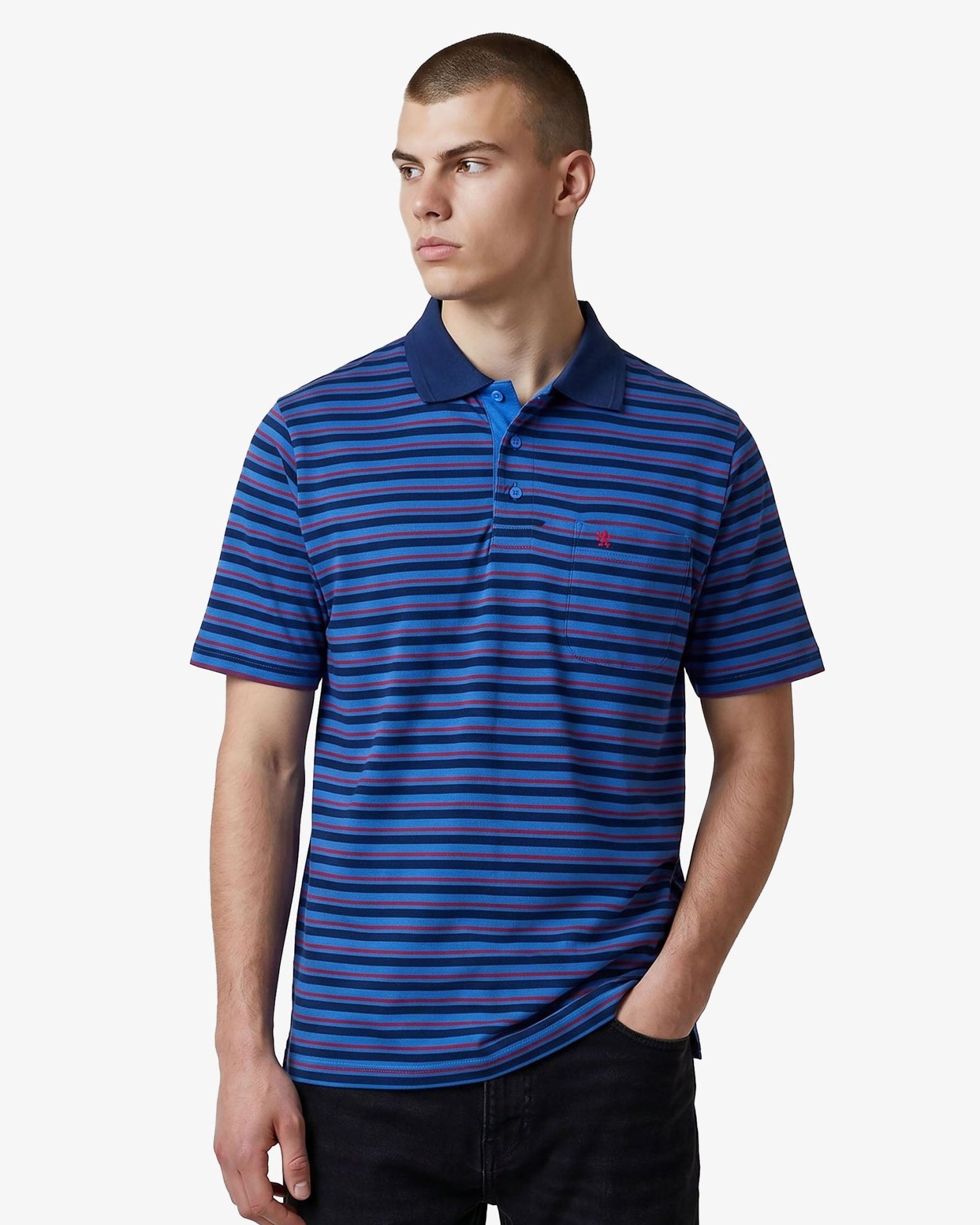 Manchester Polo - Algodón - Rayas Clásica - Manga corta color azul para hombre