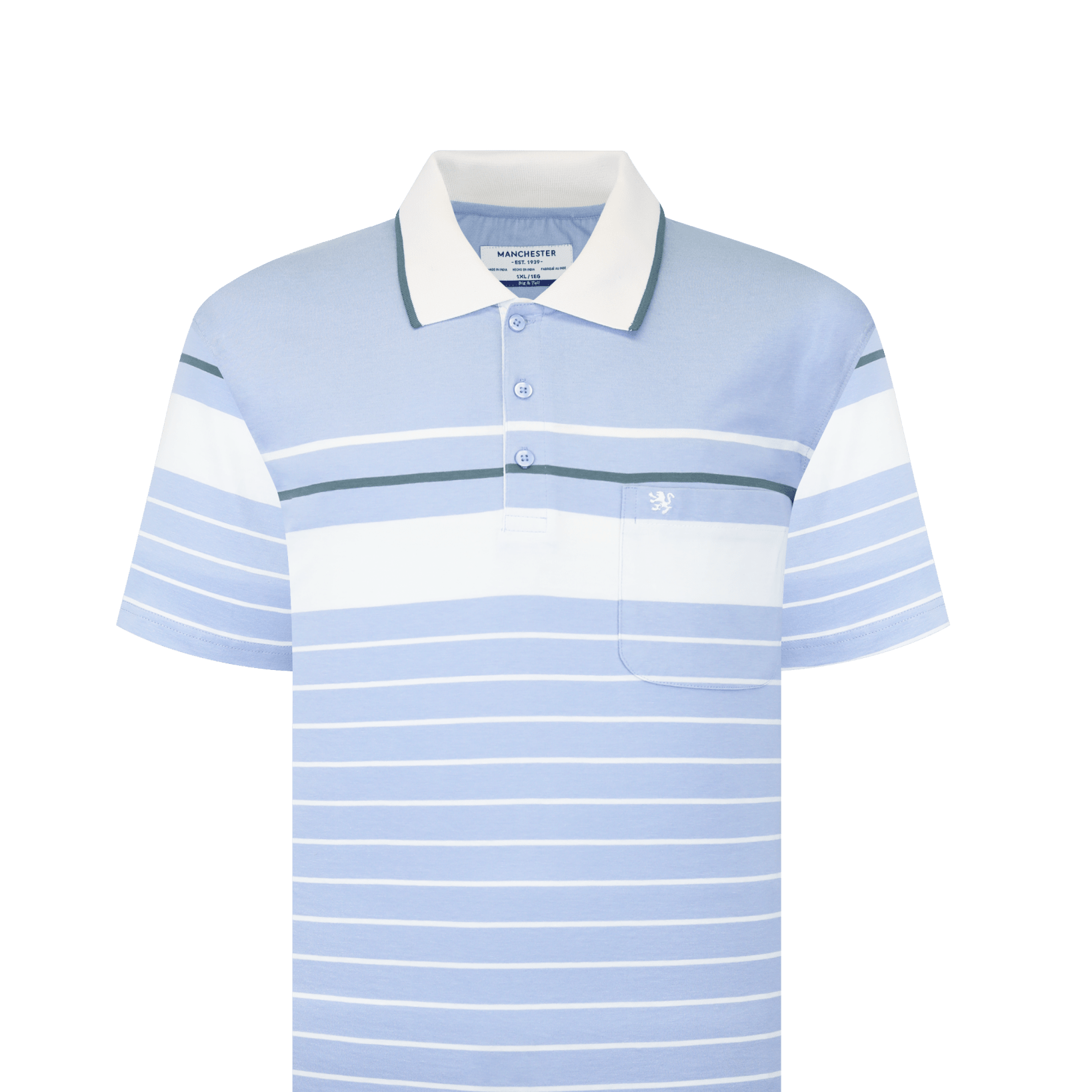 Manchester Polo Big And Tall Premium de Rayas Horizontales Sofisticado - Manchester