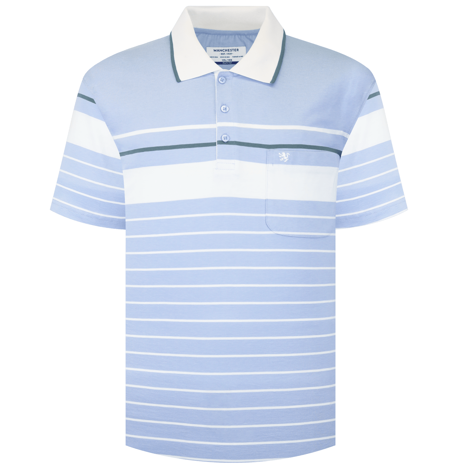 Manchester Polo Big And Tall Premium de Rayas Horizontales Sofisticado - Manchester