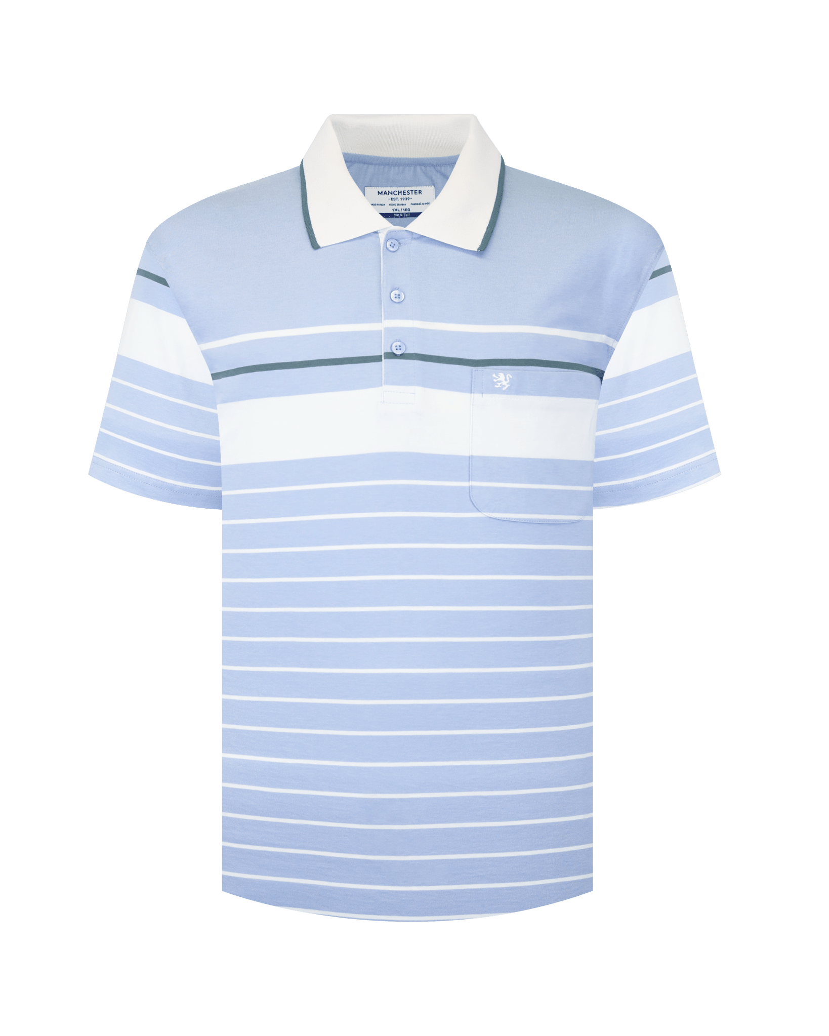 Manchester Polo Big And Tall Premium de Rayas Horizontales Sofisticado - Manchester