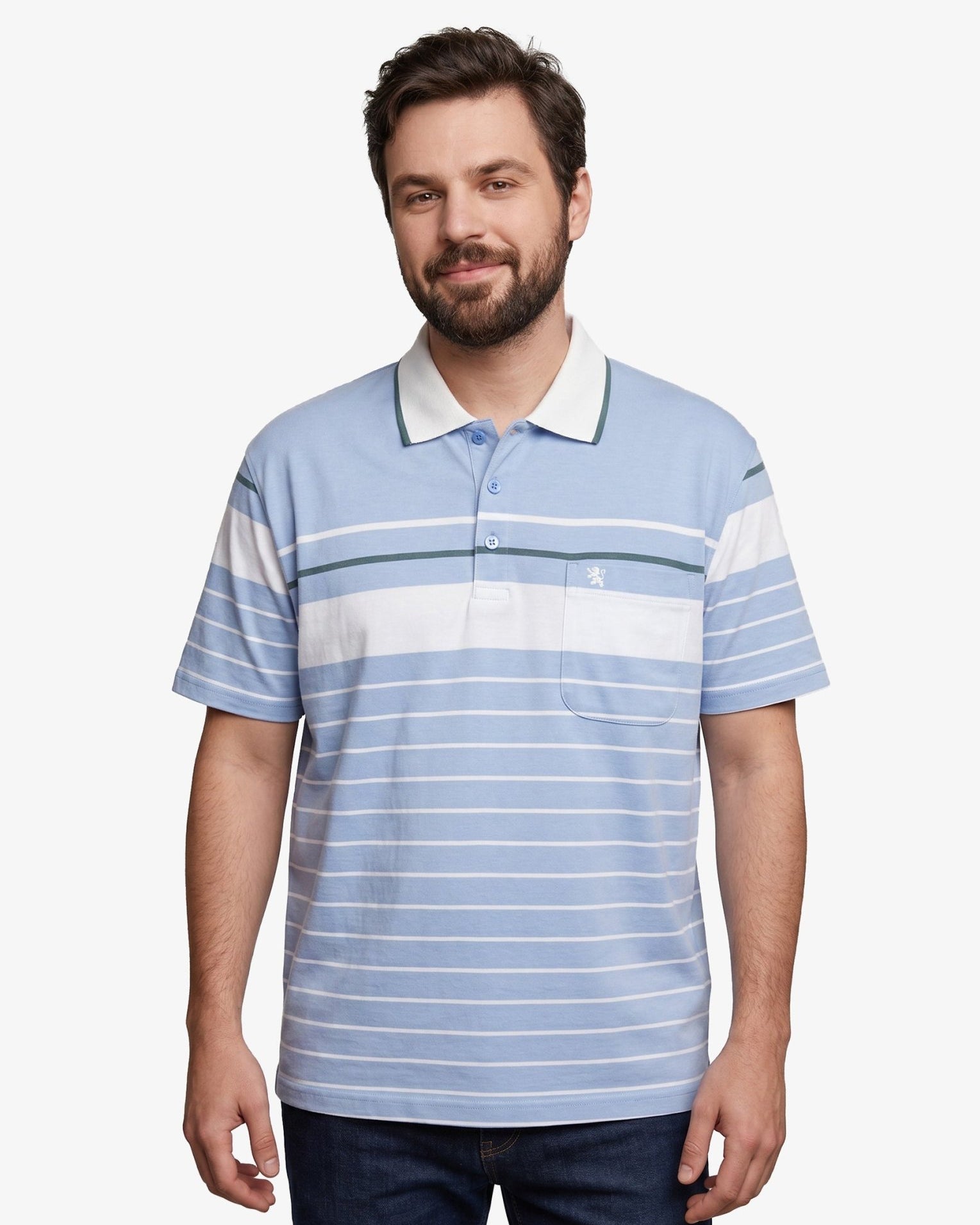 Manchester Polo Big And Tall Premium de Rayas Horizontales Sofisticado - Manchester