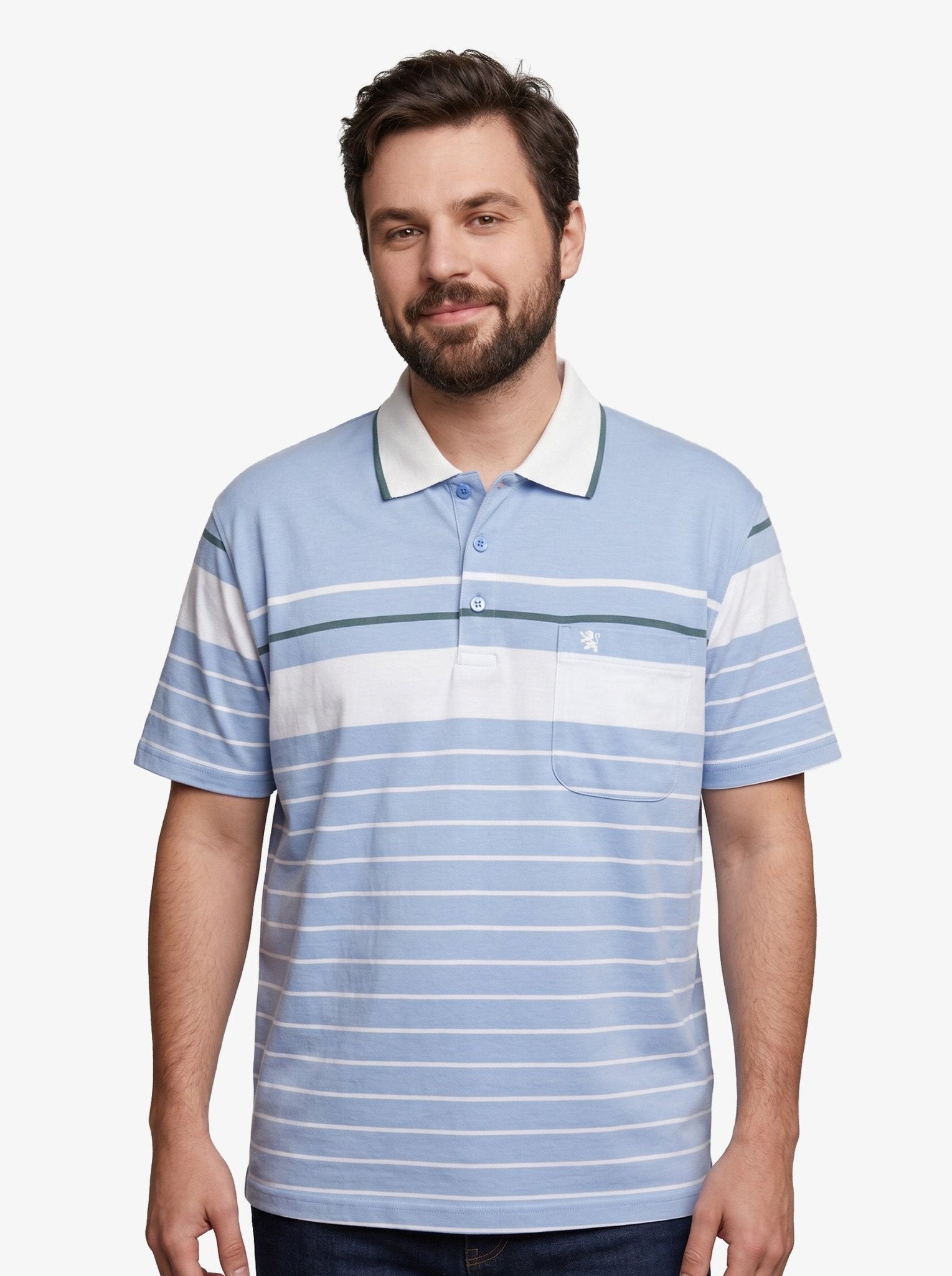 Manchester Polo Big And Tall Premium de Rayas Horizontales Sofisticado - Manchester