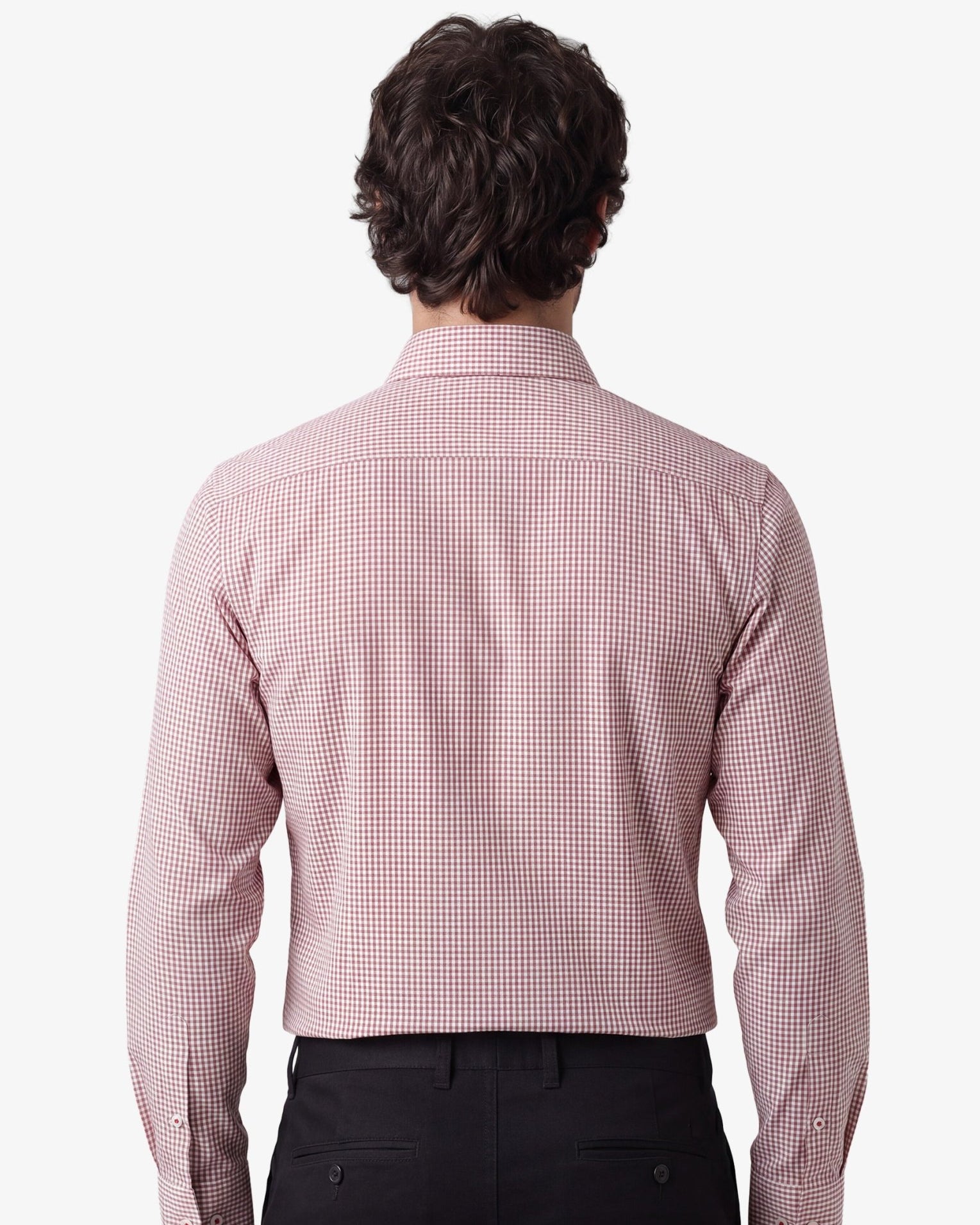Manchester Regular Fit Camisa de Vestir Manga Larga Cuello Roma en Algodón-Poliéster color rojo para hombre