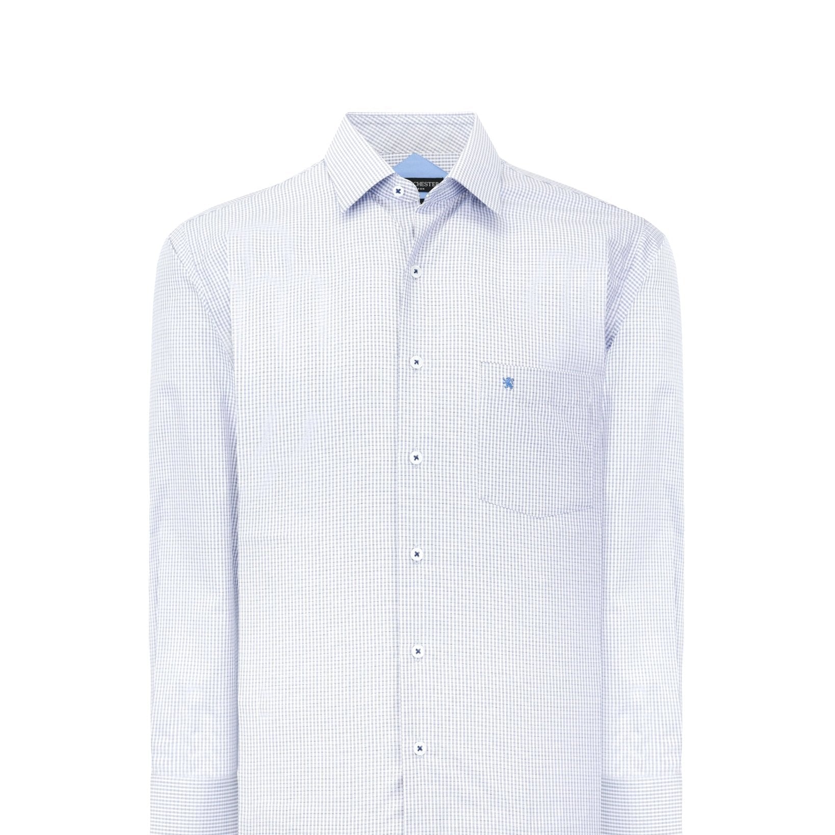 Manchester Regular Fit Camisa de Vestir Manga Larga Cuello Roma en Algodón - Poliéster - Manchester