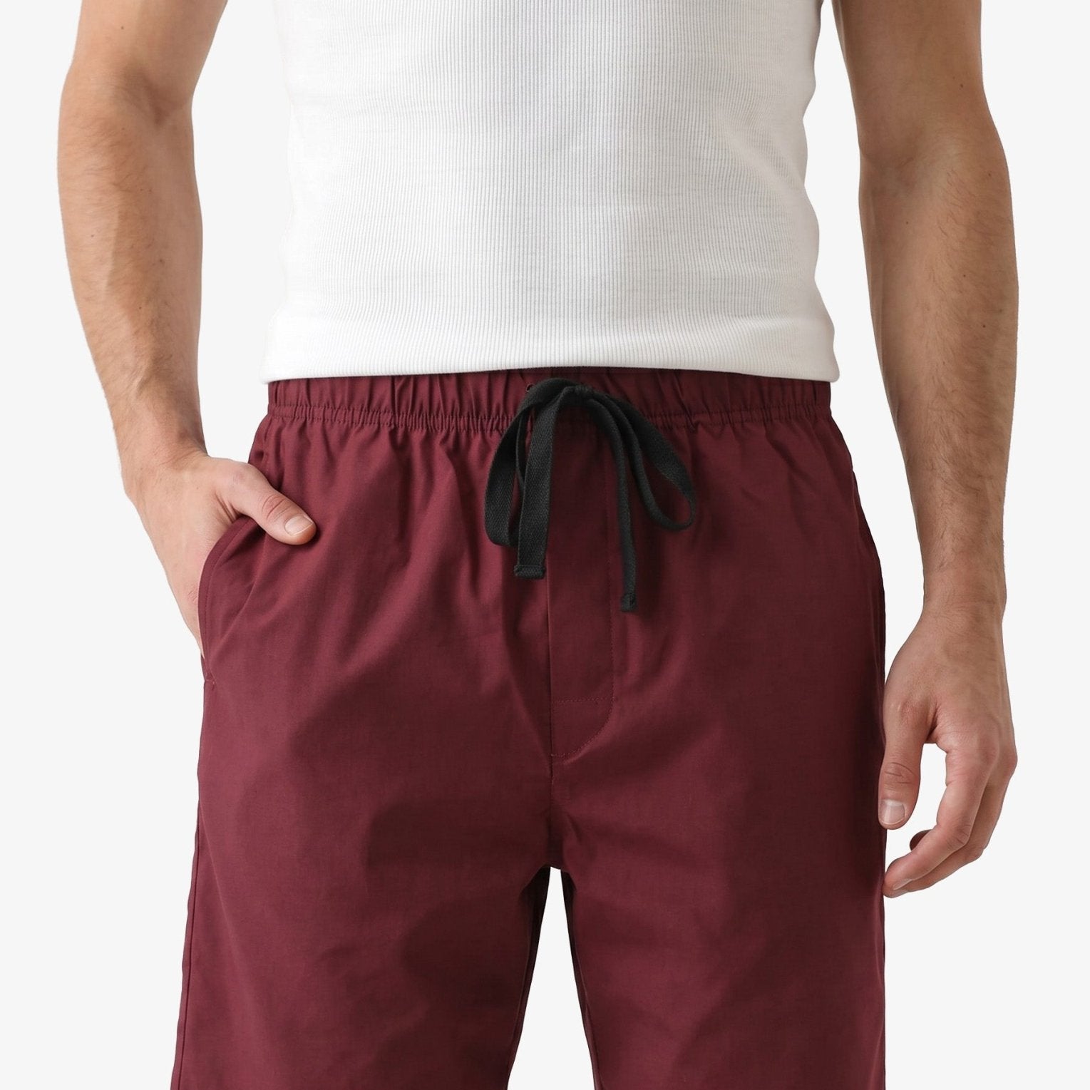 Manchester Short de Pijama Color Sólido Algodón y Poliéster color guindo para hombre