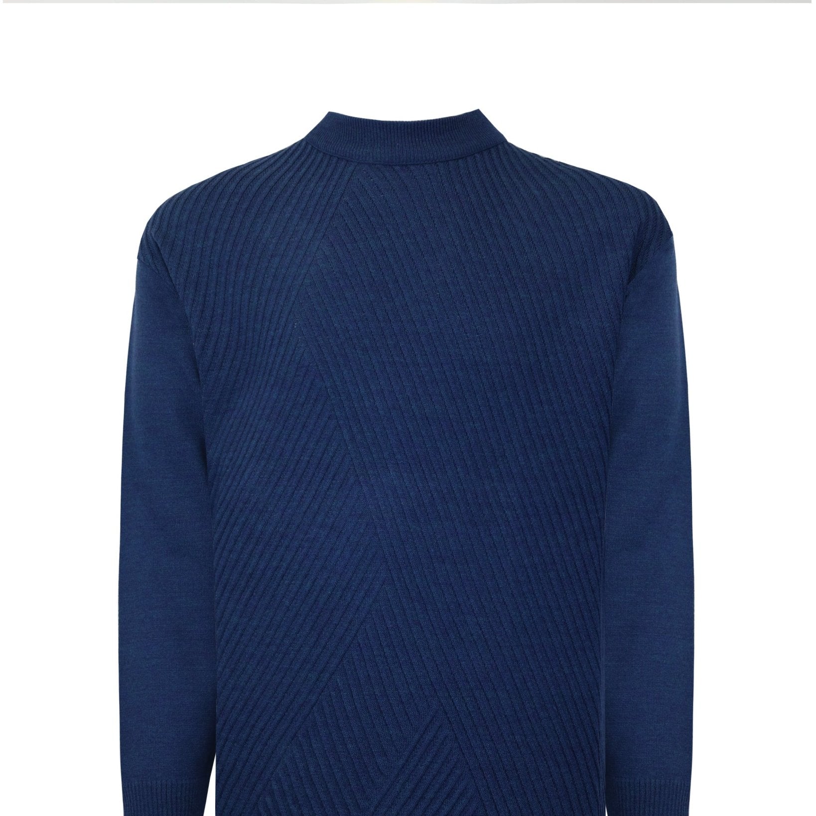 Manchester Sweater con Cuello Redondo y Tejido de Líneas Inclinadas - Manchester