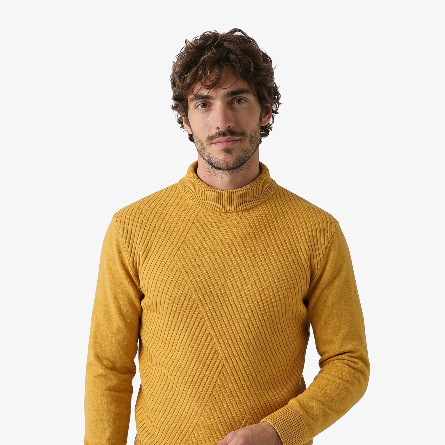 Manchester Sweater con Cuello Redondo y Tejido de Líneas Inclinadas - Manchester