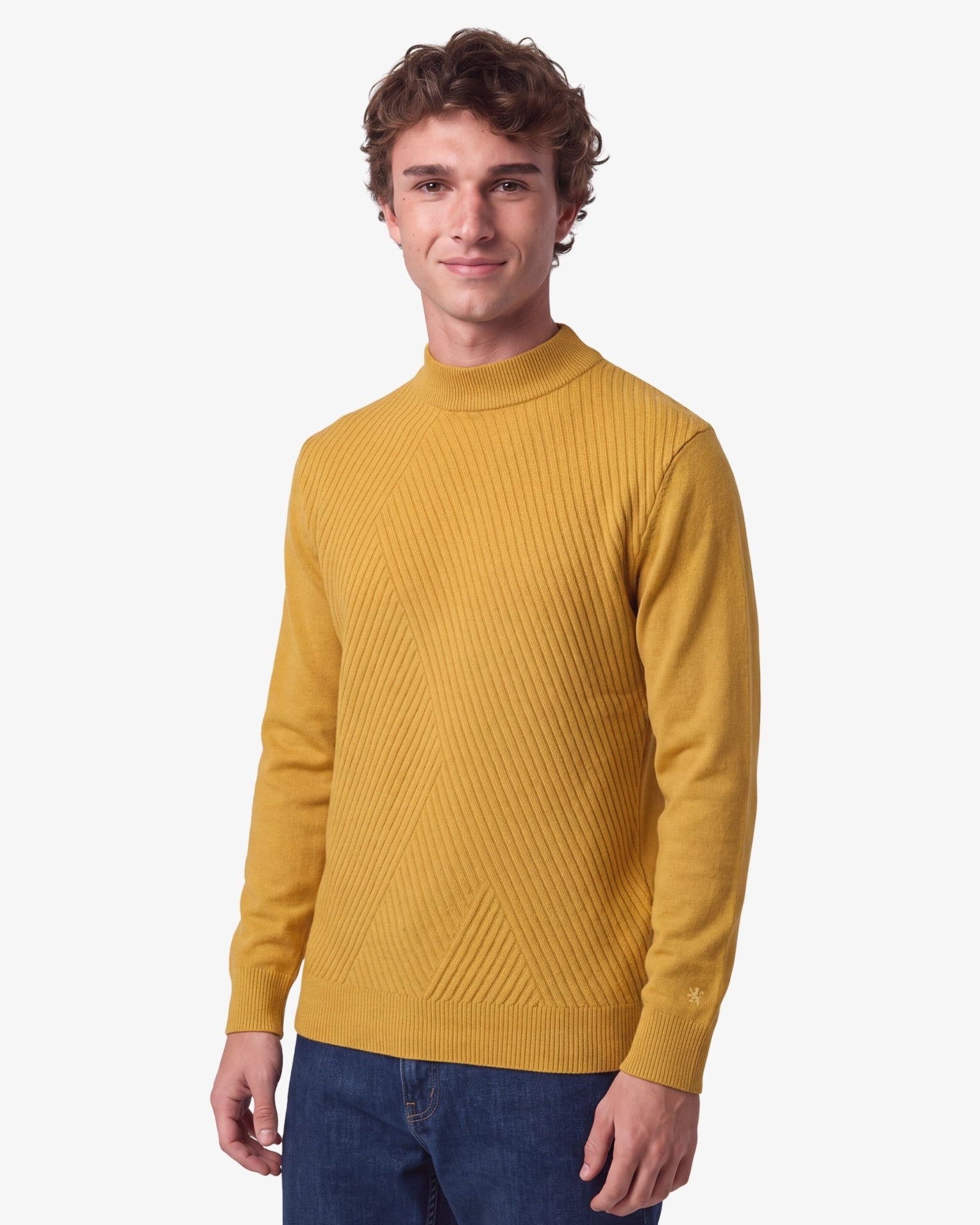 Manchester Sweater con Cuello Redondo y Tejido de Líneas Inclinadas - Manchester