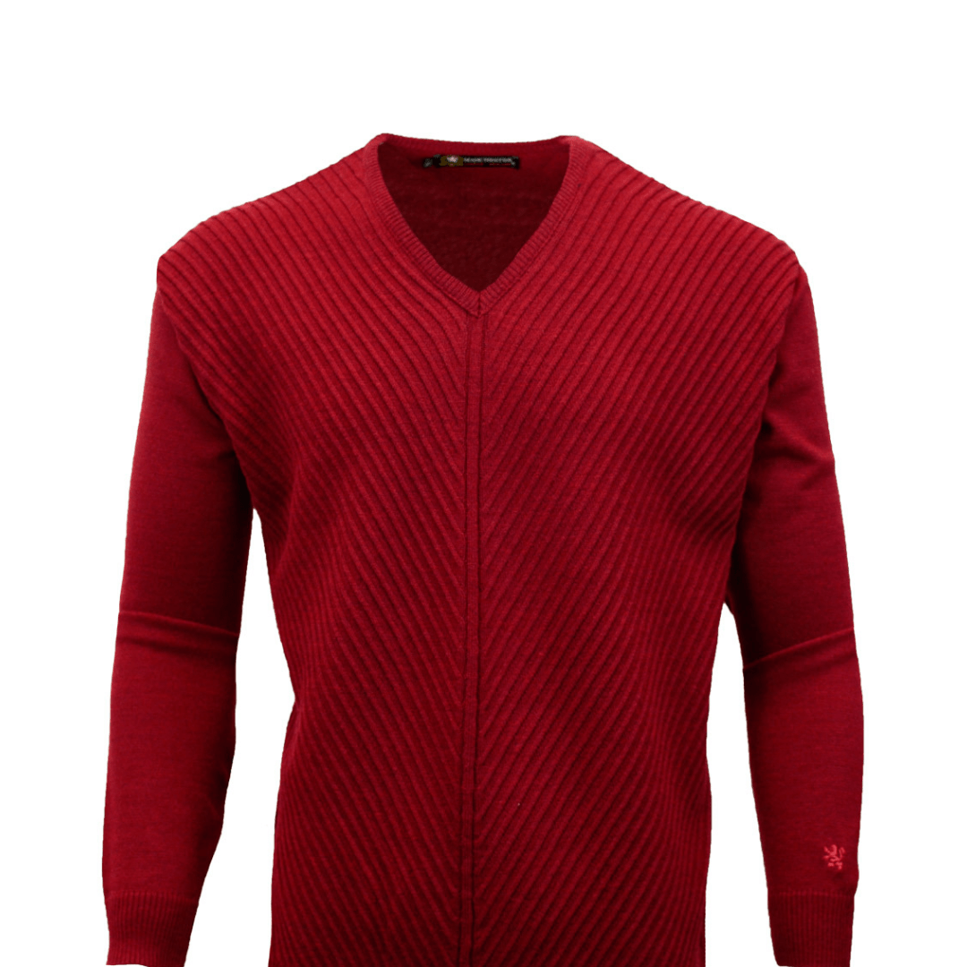 Manchester Sweater de Punto Rayas Sinuosas 100% Acrílico con Cuello V - Manchester