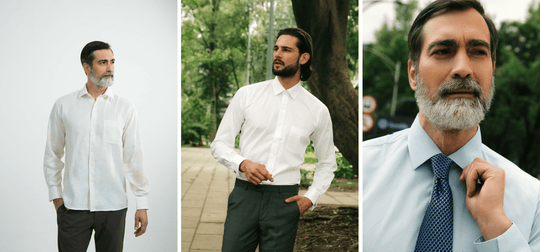 camisa formal para hombre en color claro con corte clásico