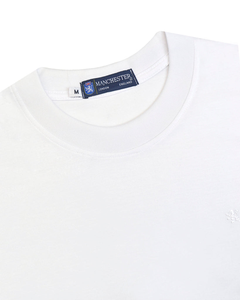 Manchester Polo Lisa Blanca Manga Corta Regular Fit en Poliéster y Algodón Vista Cuello Clasico