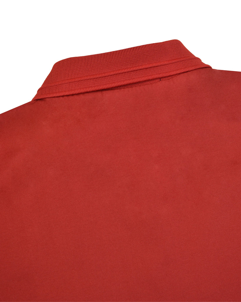 Manchester Polo en Rojo Manga Corta Lisa en Poliéster-Algodón Regular Fit Vista Cuello de Espalda