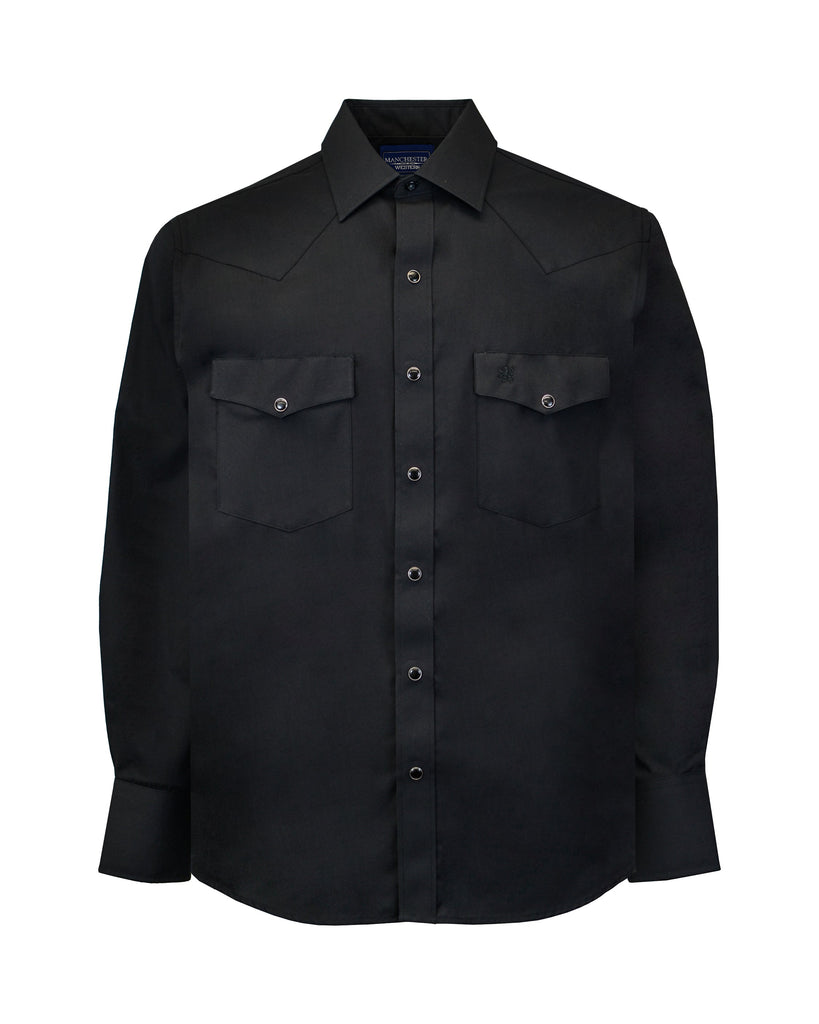 Manchester Camisa Vaquera Manga Larga Vista Frontal en Negro