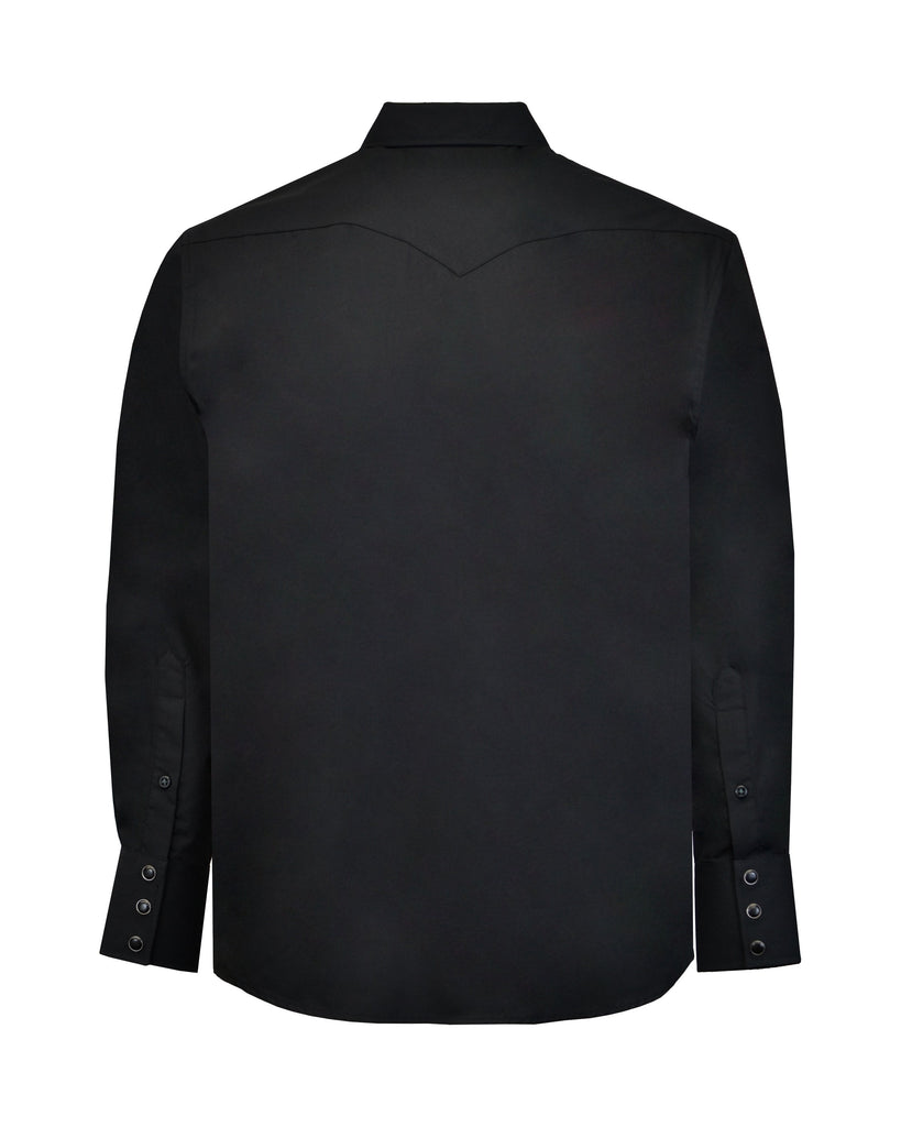 Manchester Camisa Vaquera Manga Larga Vista Trasera en Negro