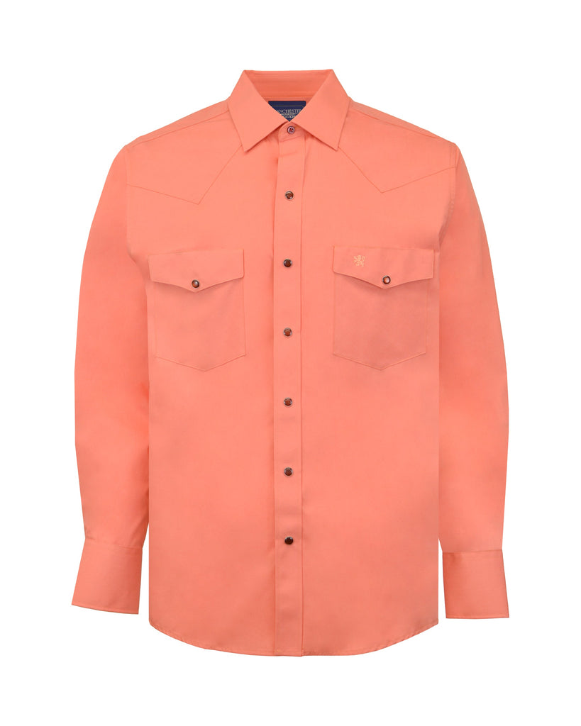 Manchester Camisa Vaquera Manga Larga Vista Frontal en Salmon