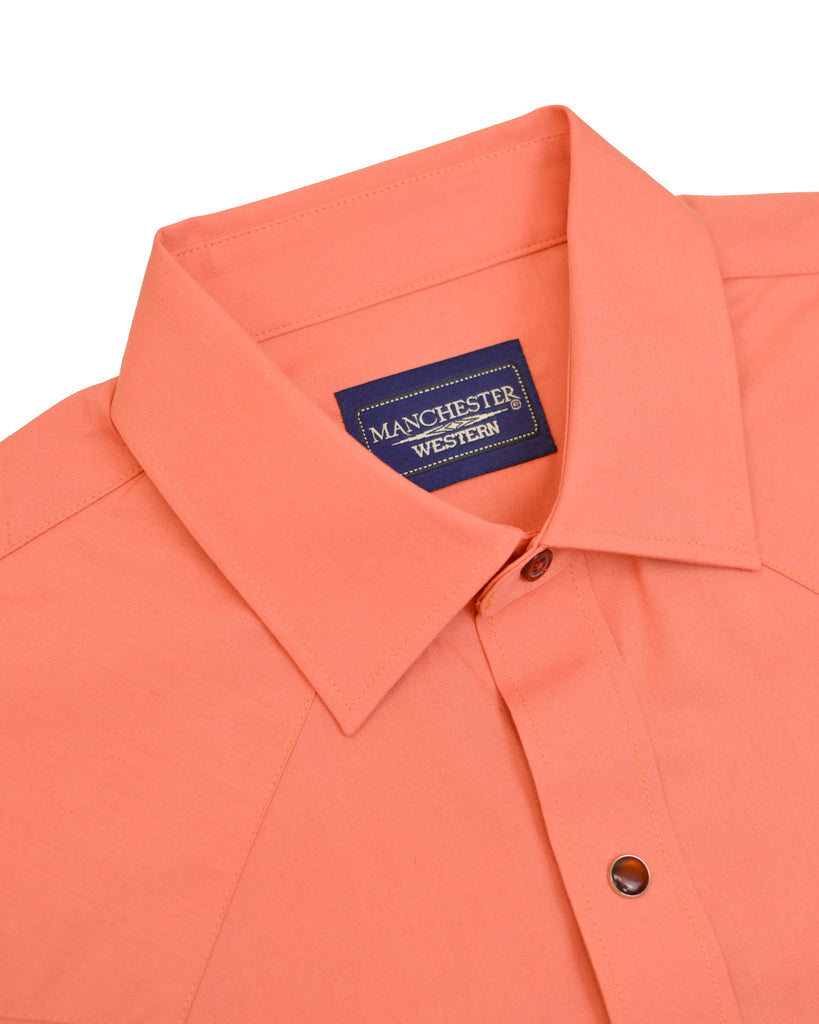 Manchester Camisa Vaquera Manga Larga Cuello Vista Frontal en Salmon