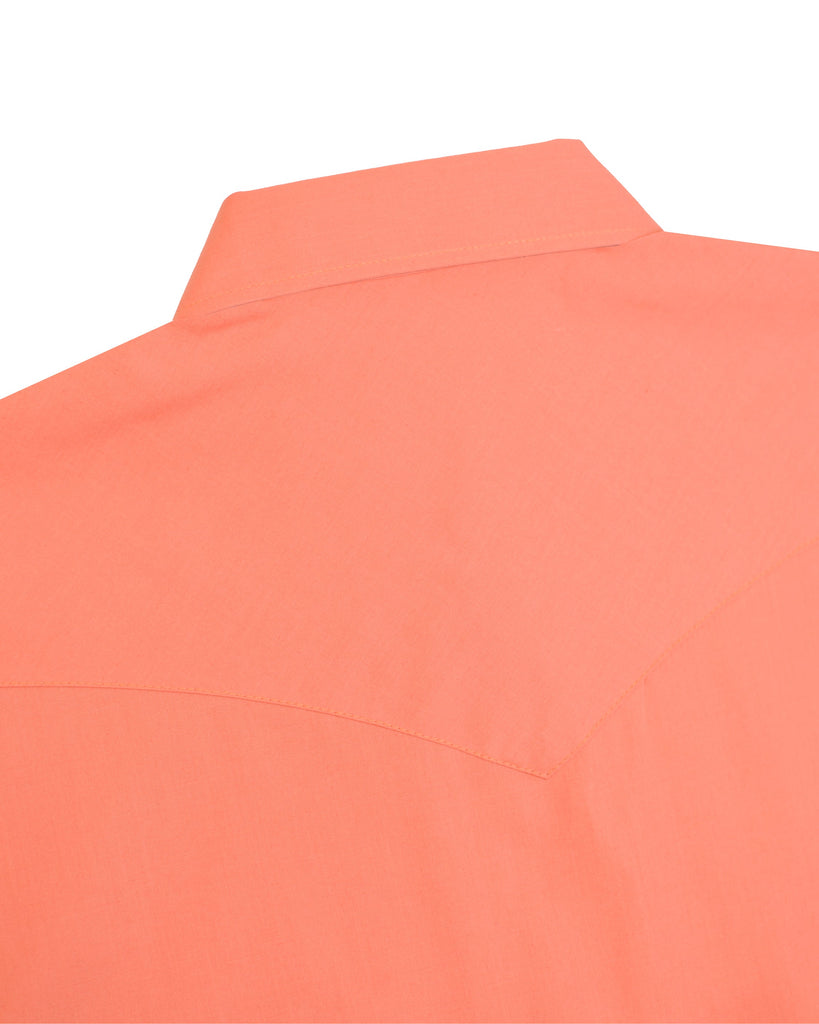 Manchester Camisa Vaquera Manga Larga Cuello Vista Trasera en Salmon