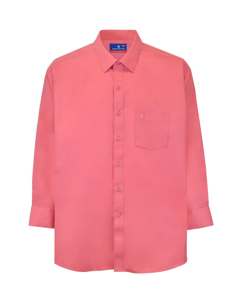 Manchester Camisa de Vestir Tallas Extras en Ladrillo de Manga Larga y Cuello Ajustable Vista Frontal