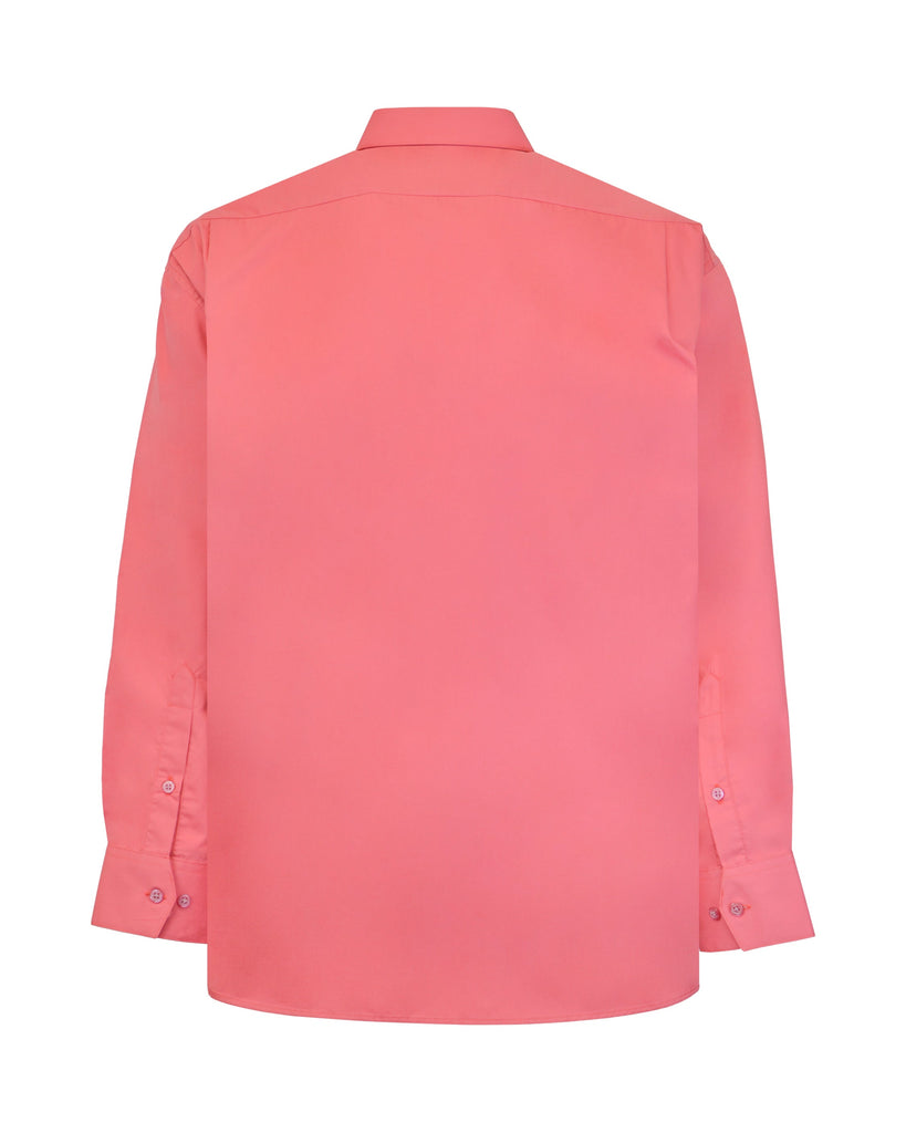 Manchester Camisa de Vestir Tallas Extras en Ladrillo de Manga Larga y Cuello Ajustable Vista de Espalda