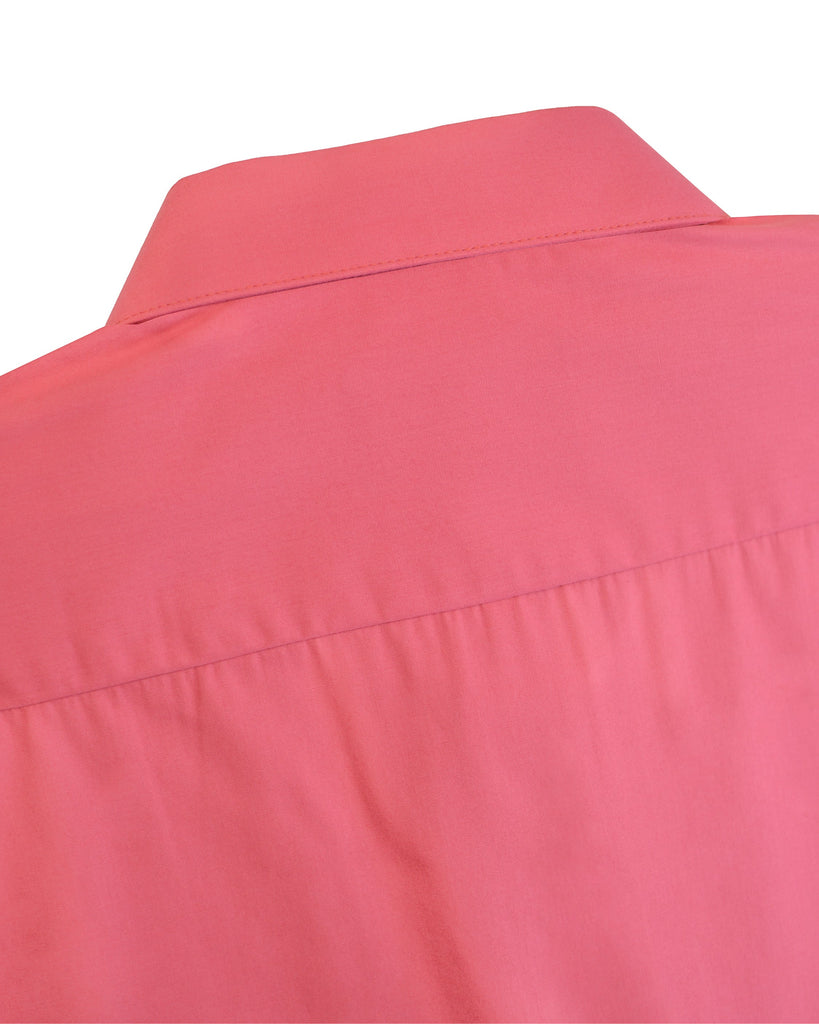 Manchester Camisa de Vestir Tallas Extras en Ladrillo de Manga Larga y Cuello Ajustable Vista Cuello de Espalda