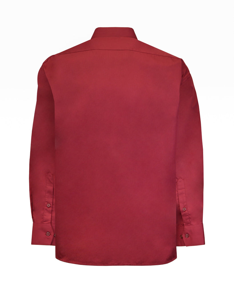 Manchester Camisa de Vestir Tallas Extras Vino de Manga Larga y Cuello Ajustable Vista de Espalda