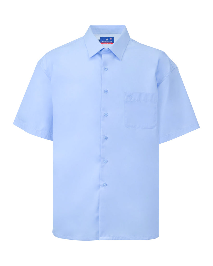 Manchester Camisa en Azul Tallas Extras Manga Corta Regular fit Vista Frontal