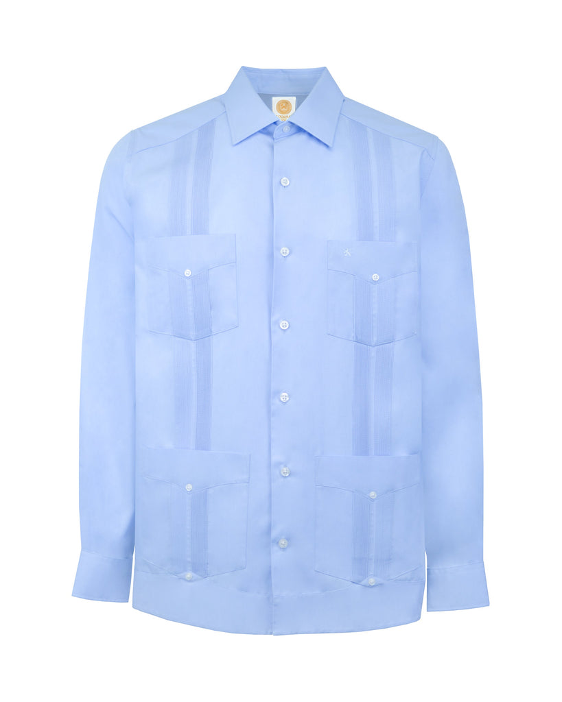 Manchester Guayabera Cuatro Bolsillos Basica en Azul