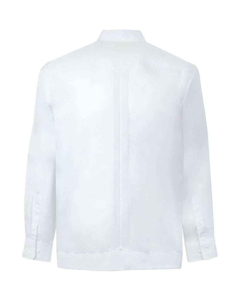 Manchester Guayabera Manga Larga Regular Fit en Blanco Vista de Espalda