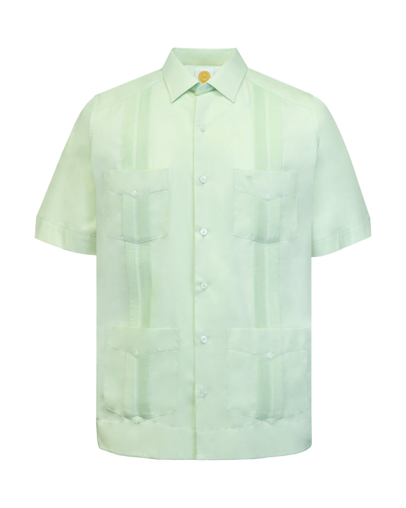 Manchester Guayabera Manga Corta con Cuello Mónaco Vista Frontal en Menta