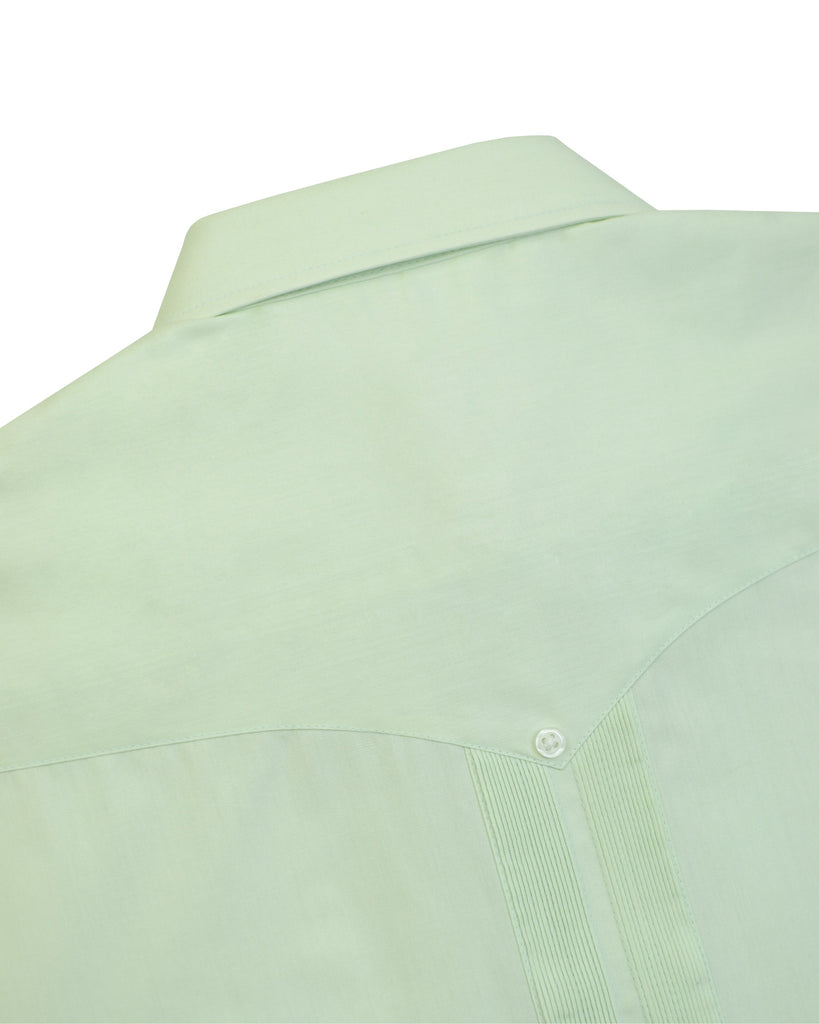 Manchester Guayabera Manga Corta con Cuello Mónaco Cuello Vista Trasera en Menta