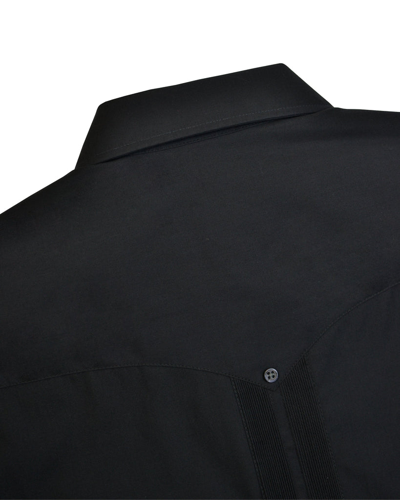 Manchester Guayabera Regular Fit Algodón y Poliéster Vista Cuello Trasera en Negro