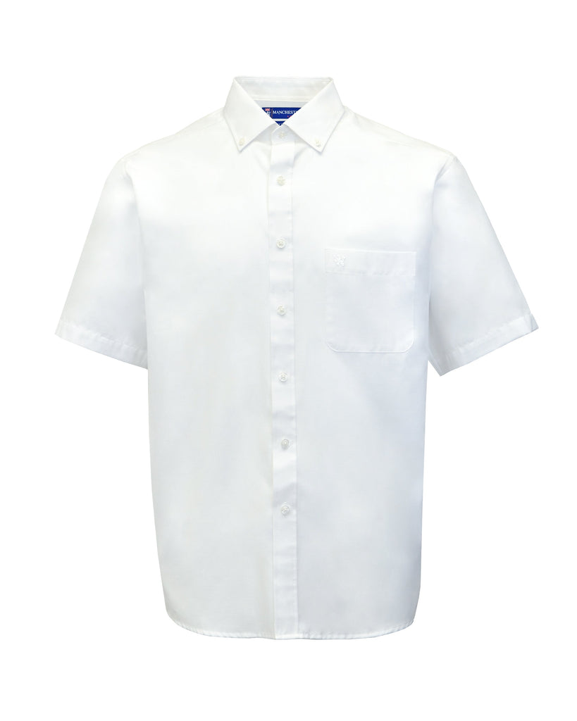 Manchester Camisa Manga Corta Regular Fit en Blanco con Algodón y Poliéster Vista Frontal