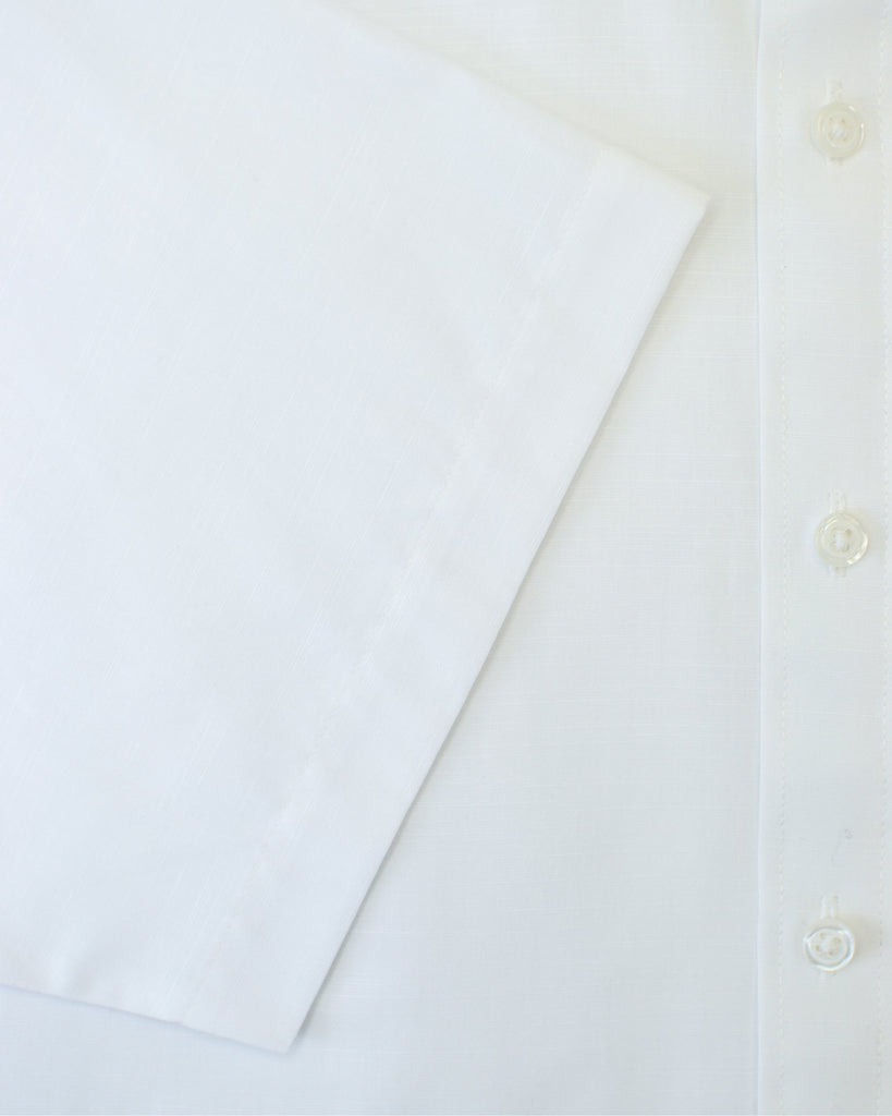 Manchester Camisa Manga Corta Regular Fit en Blanco con Algodón y Poliéster Vista Detalle