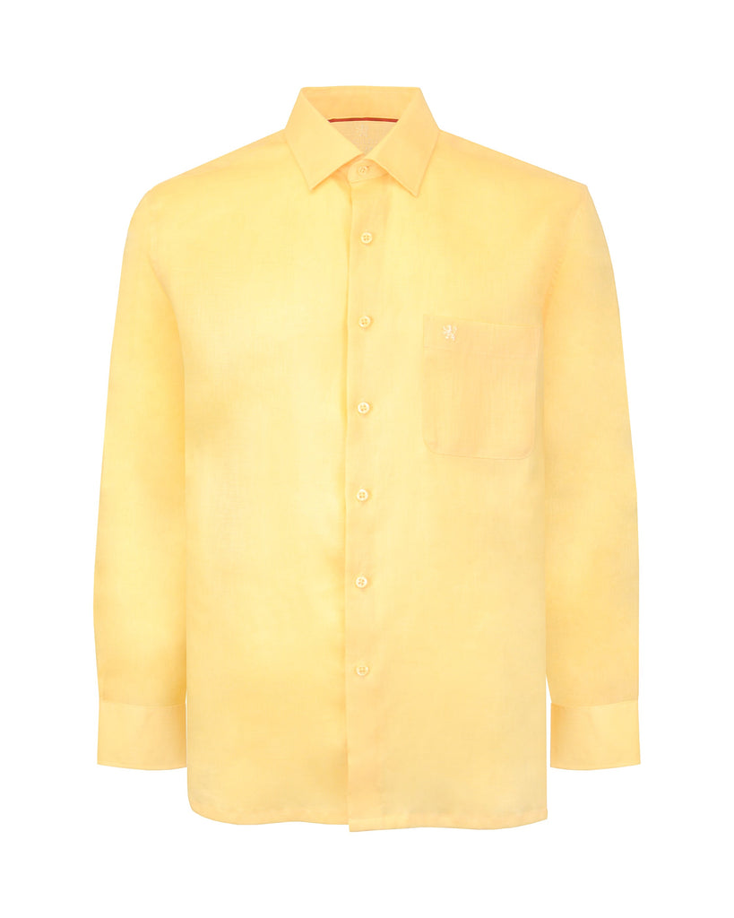 Manchester Camisa de Lino Regular Fit Vista Frontal en Amarillo