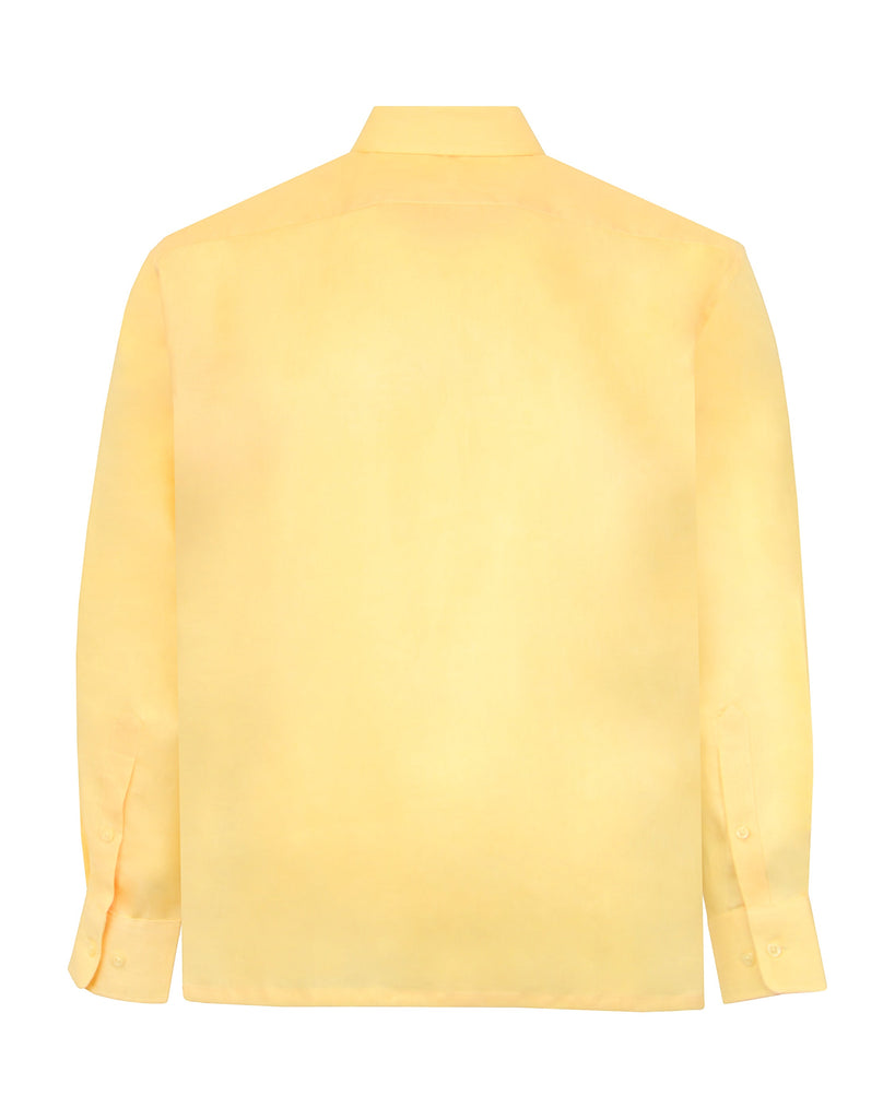 Manchester Camisa de Lino Regular Fit Vista Trasera en Amarillo