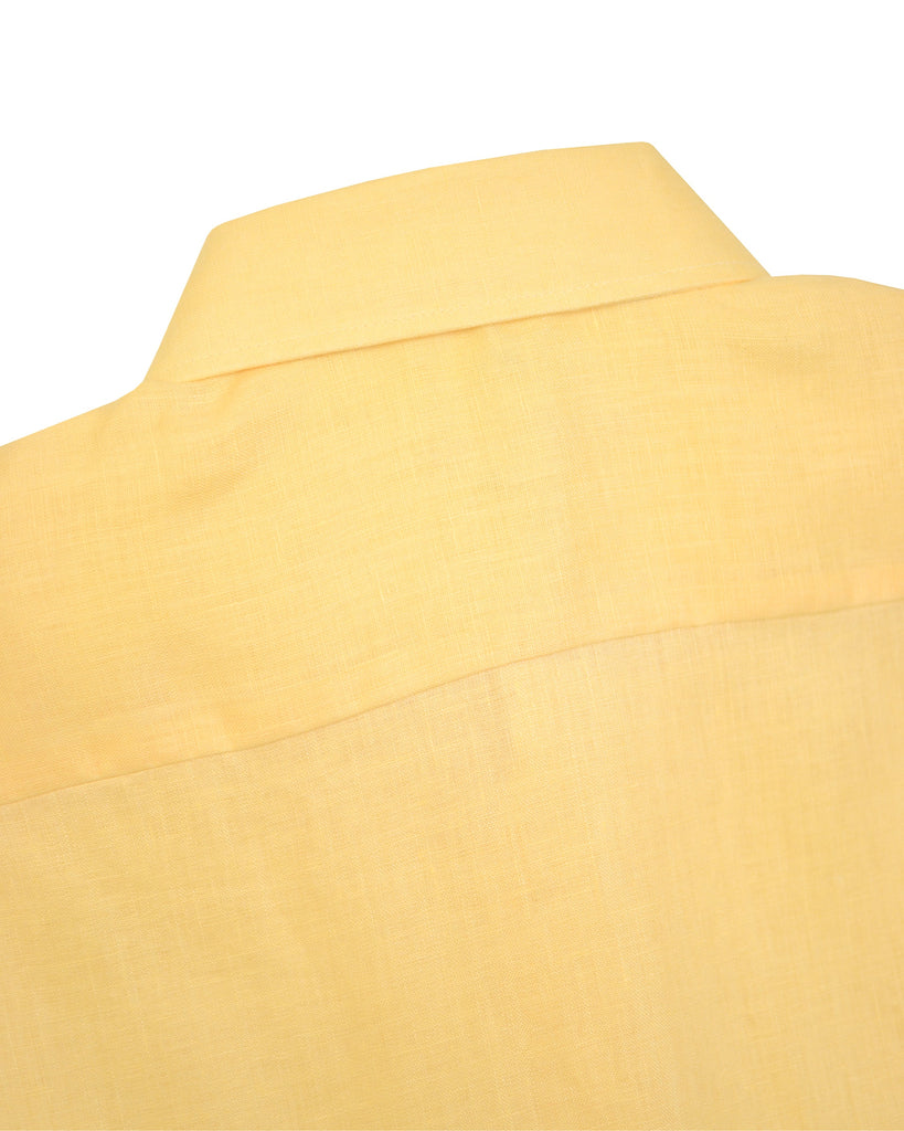 Manchester Camisa de Lino Regular Fit Vista Cuello Trasera en Amarillo