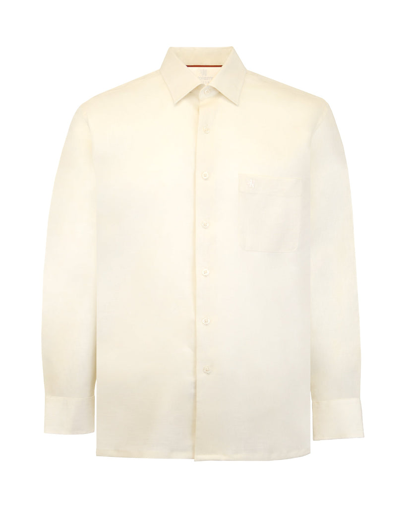 Manchester Camisa de Lino Regular Fit Vista Frontal en Hueso