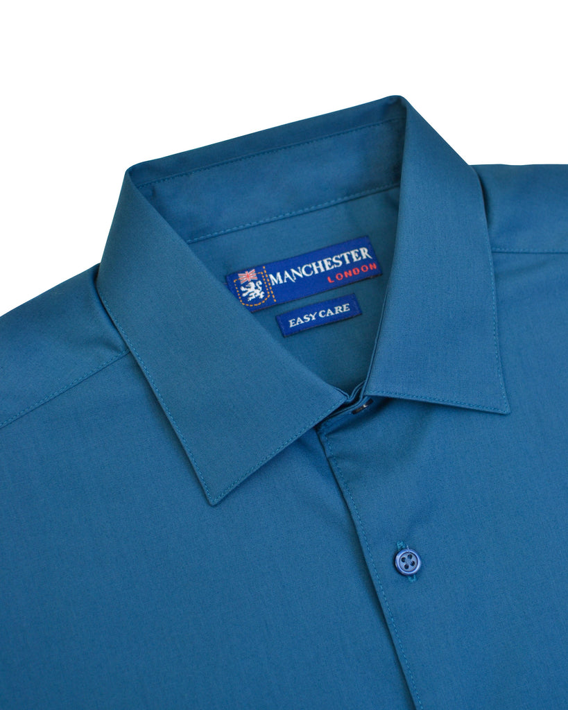 Manchester Camisa Casual un Bolsillo Cuello Vista Frontal en Petróleo