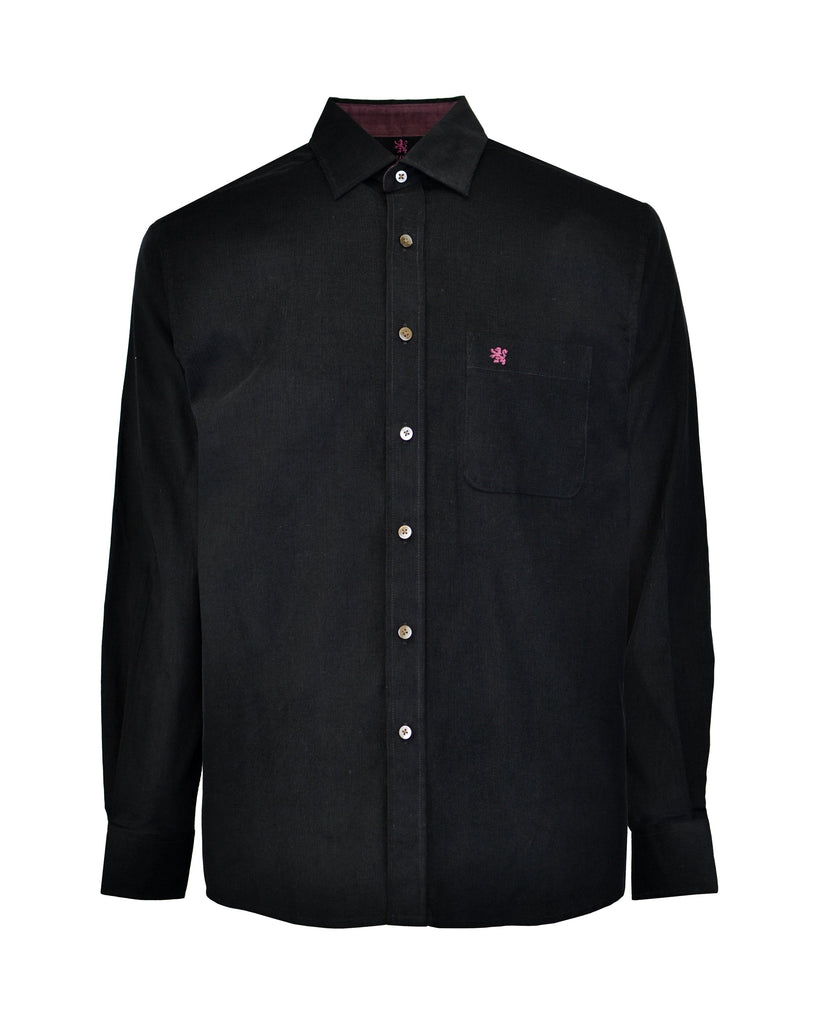 Manchester Camisa de Micropana Negra en Algodon Vista Frontal