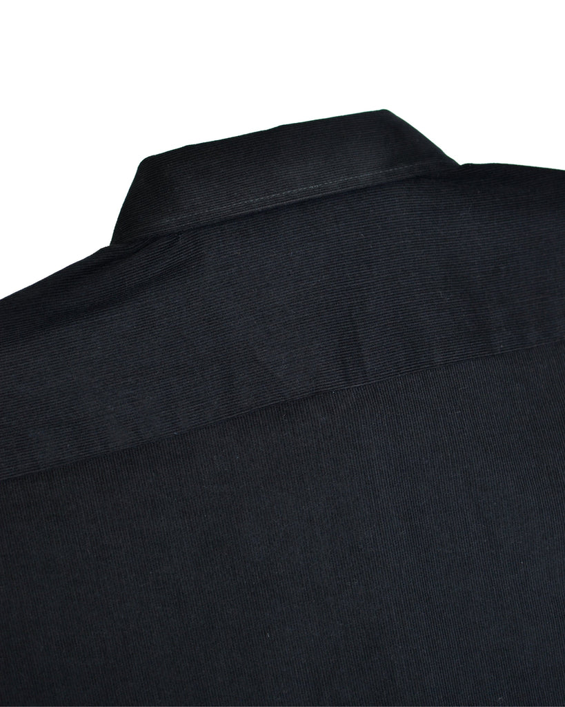 Manchester Camisa de Micropana Negra en Algodon Vista Cuello de Espalda
