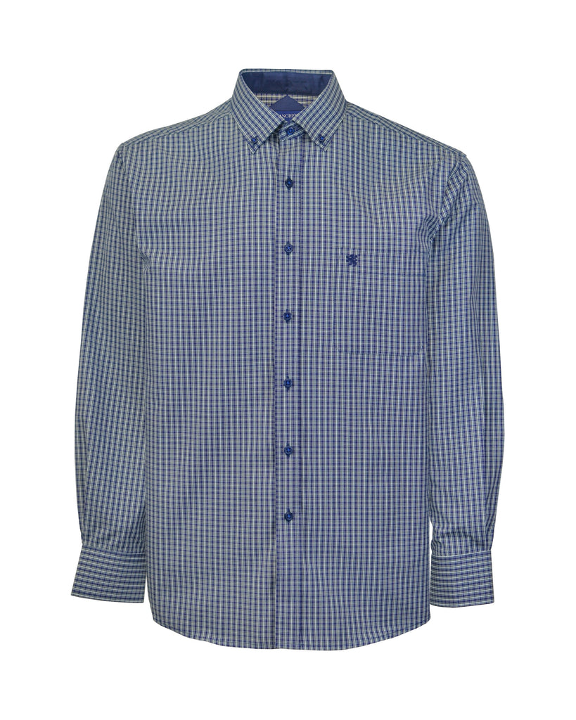 Manchester Camisa Casual en Verde Algodon - Poliester Regular Fit Manga Larga Vista Frontal